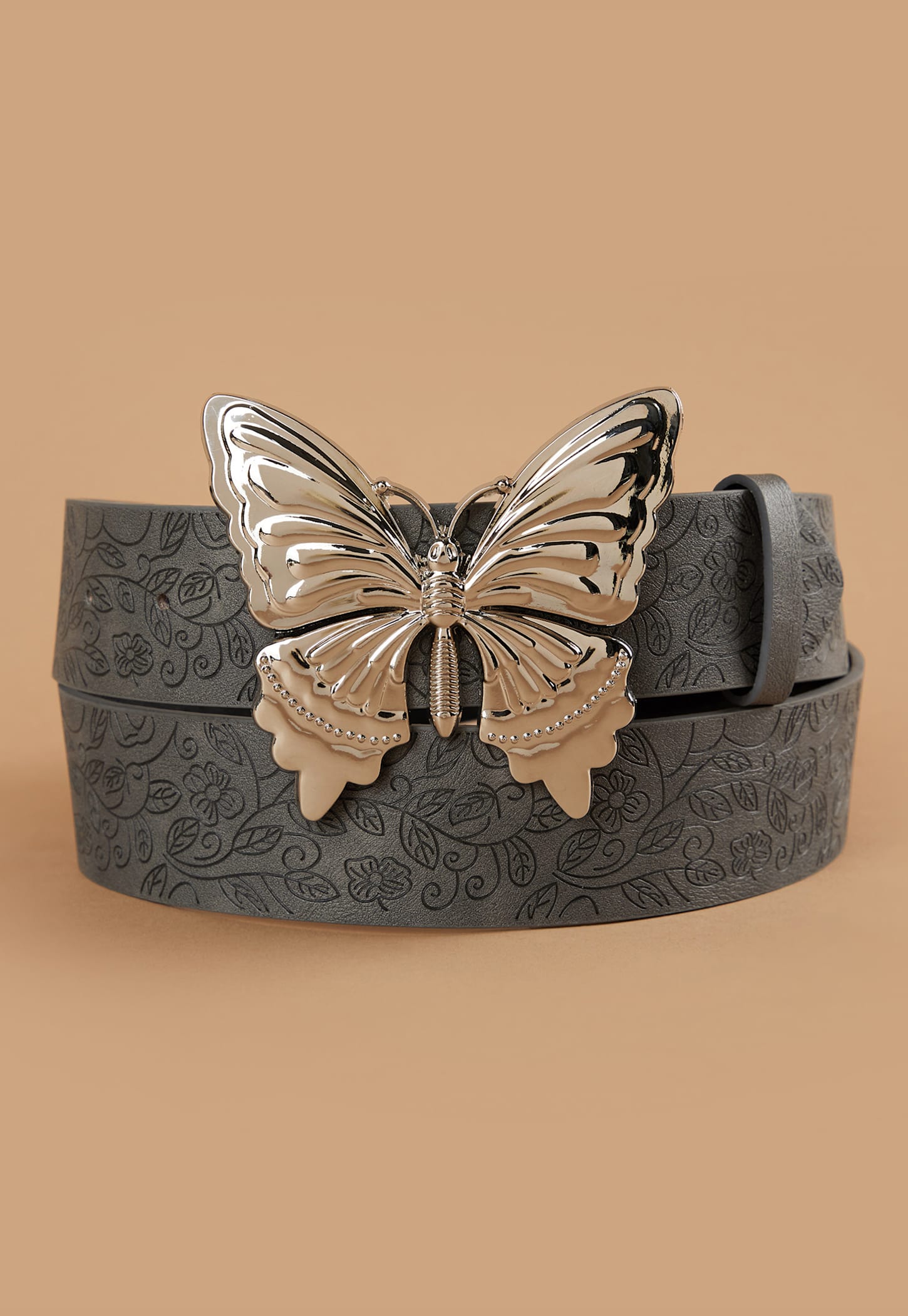 GINGER Debossed Belt with Butterfly Motif-picture-12