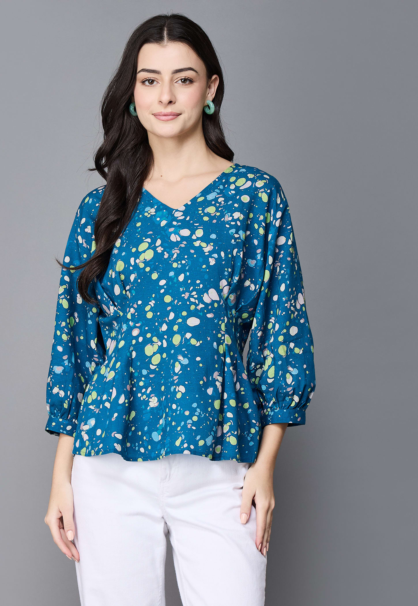 AND Artistic Print V-Neck Top-picture-33