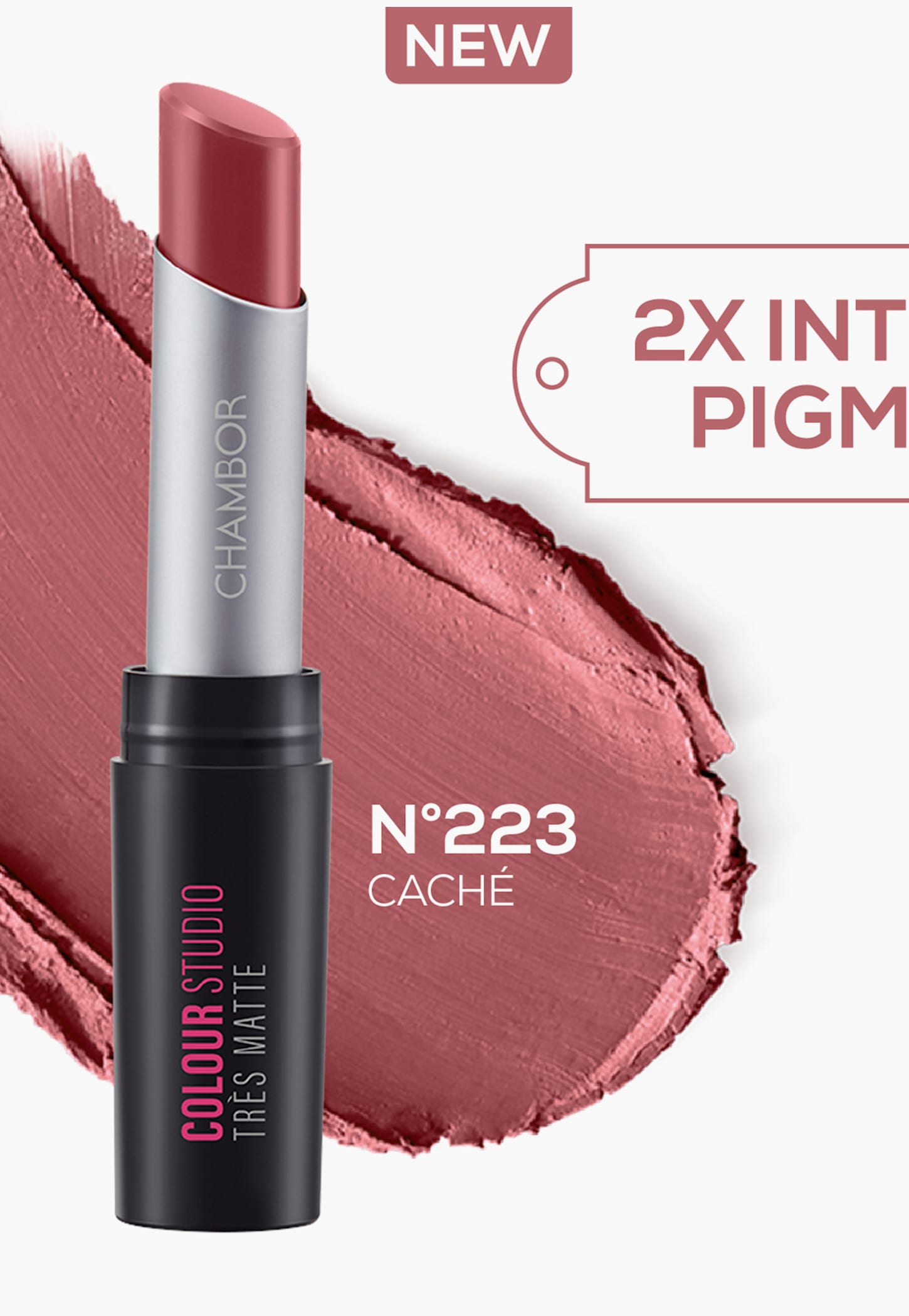 CHAMBOR Tres Matte Lipstick - Ultra Powdery Matte Lipstick With SPF 30 - Cache N 223 - 3.2 gm-picture-34