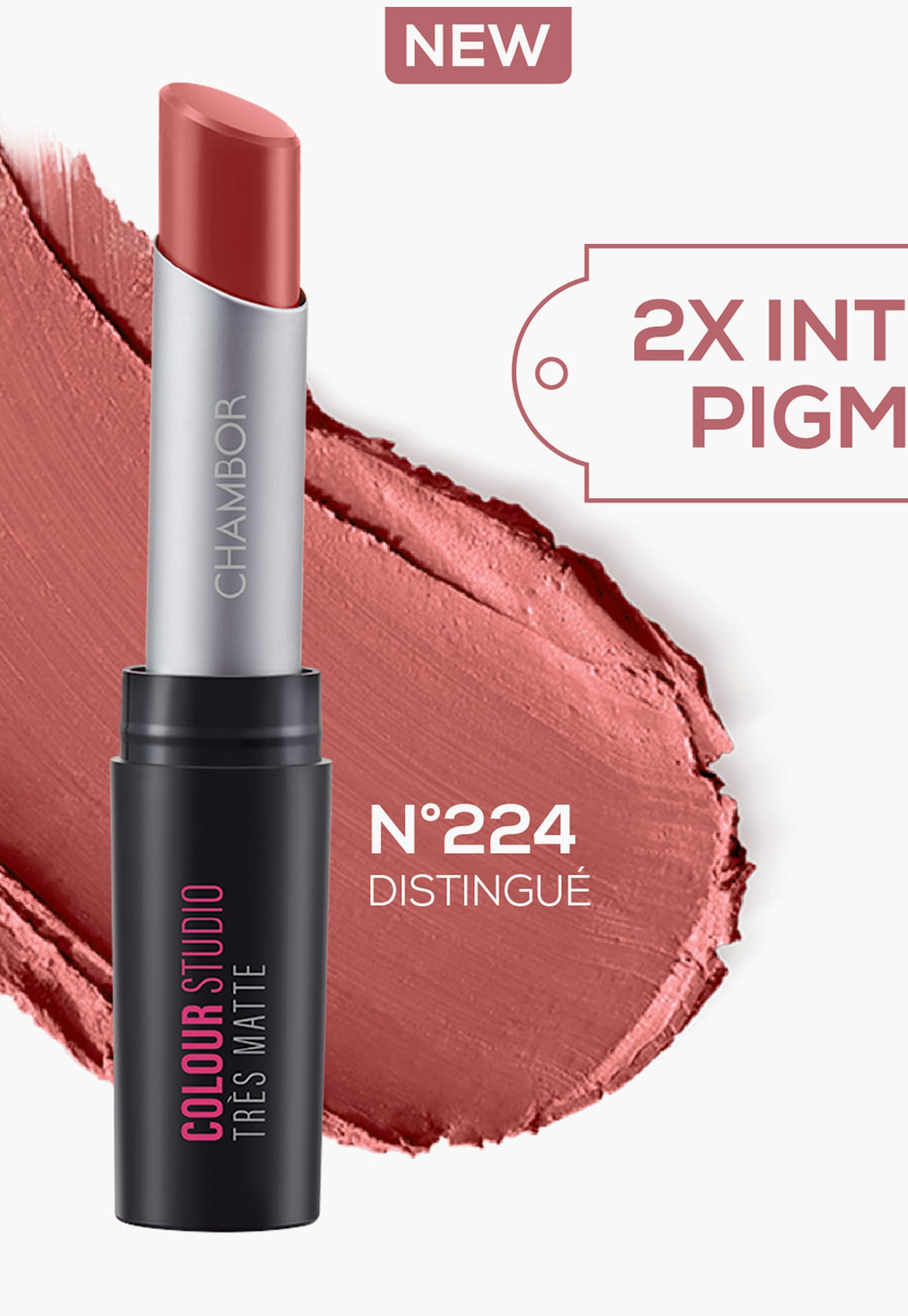 CHAMBOR Tres Matte Lipstick - Ultra Powdery Matte Lipstick With SPF 30 - Distingue N 224 - 3.2 gm-picture-37