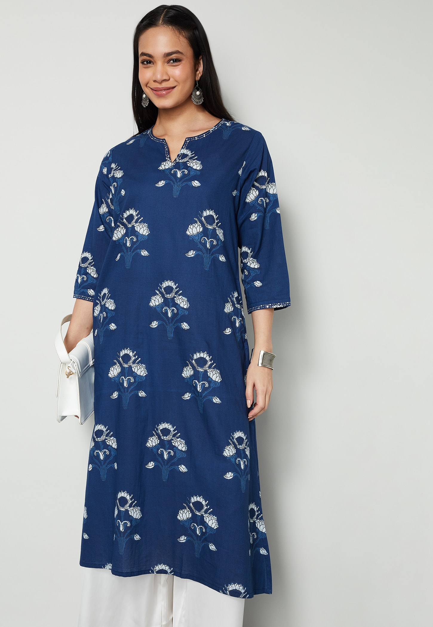 MELANGE Floral Print Straight Kurta-picture-27