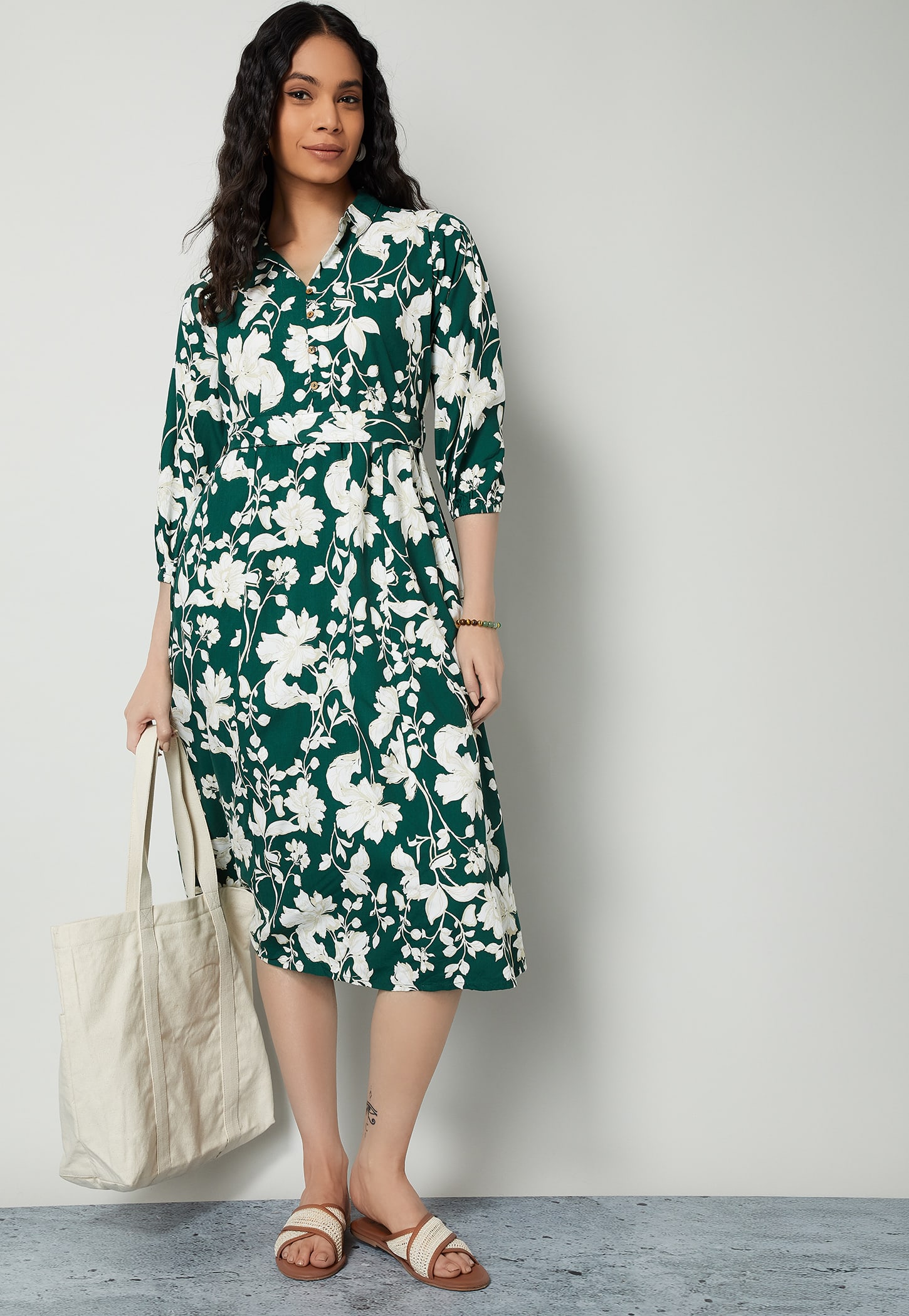 COLOUR ME Floral Print Midi A-Line Dress-picture-22