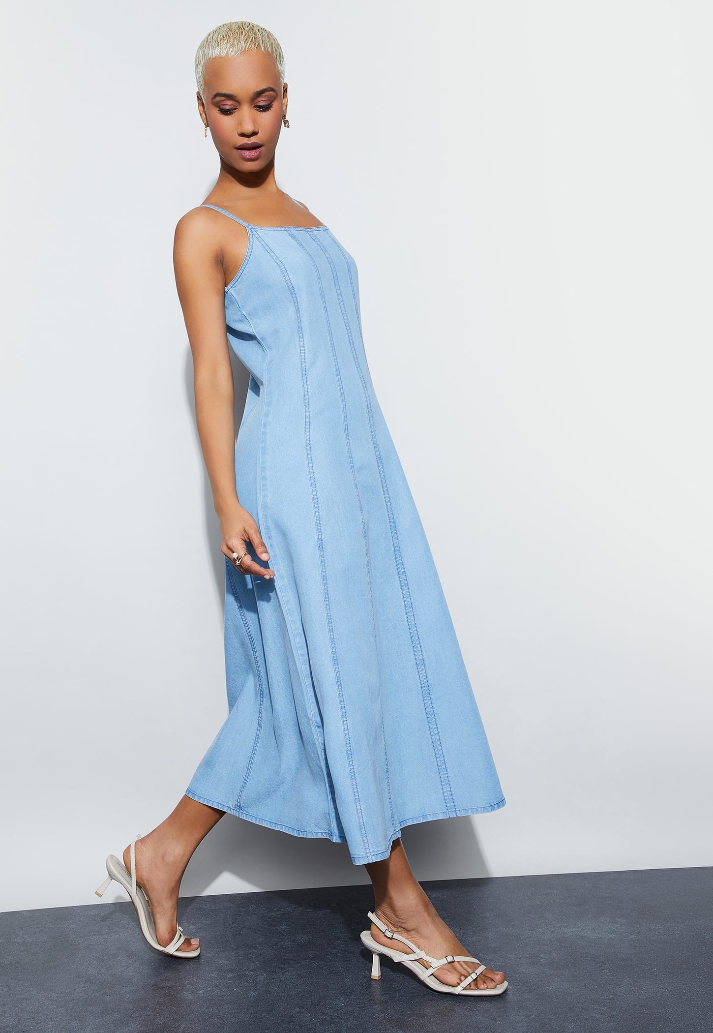 GINGER Denim Panelled Midi Dress-picture-41