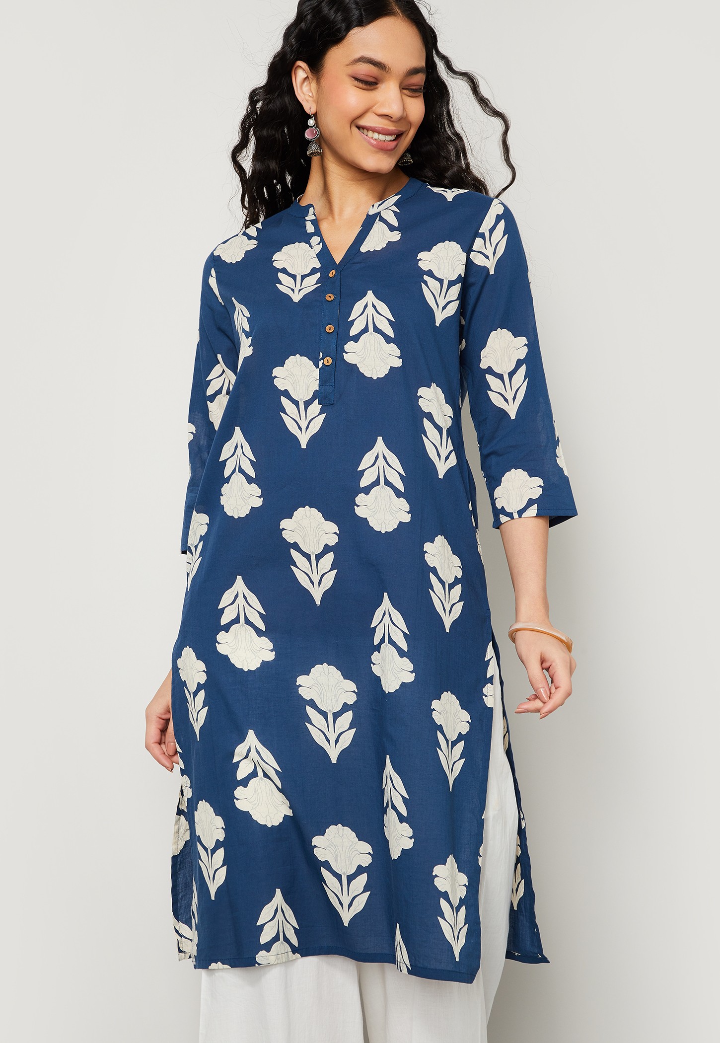 MELANGE Floral Print Straight Kurta-picture-53