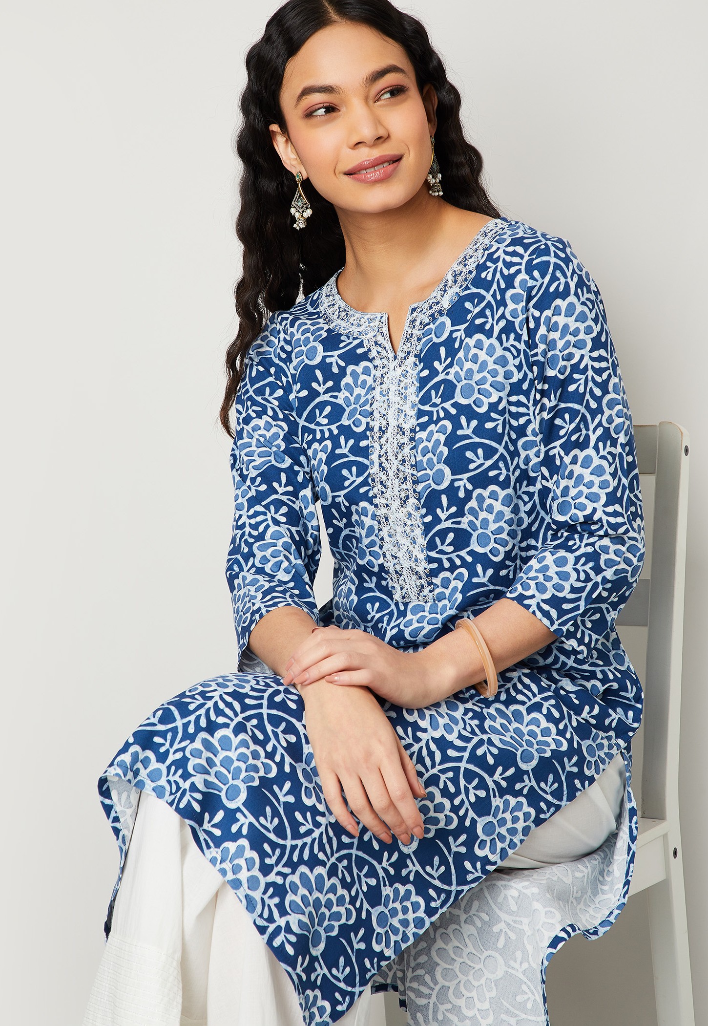 MELANGE Floral Print Straight Kurta-picture-25
