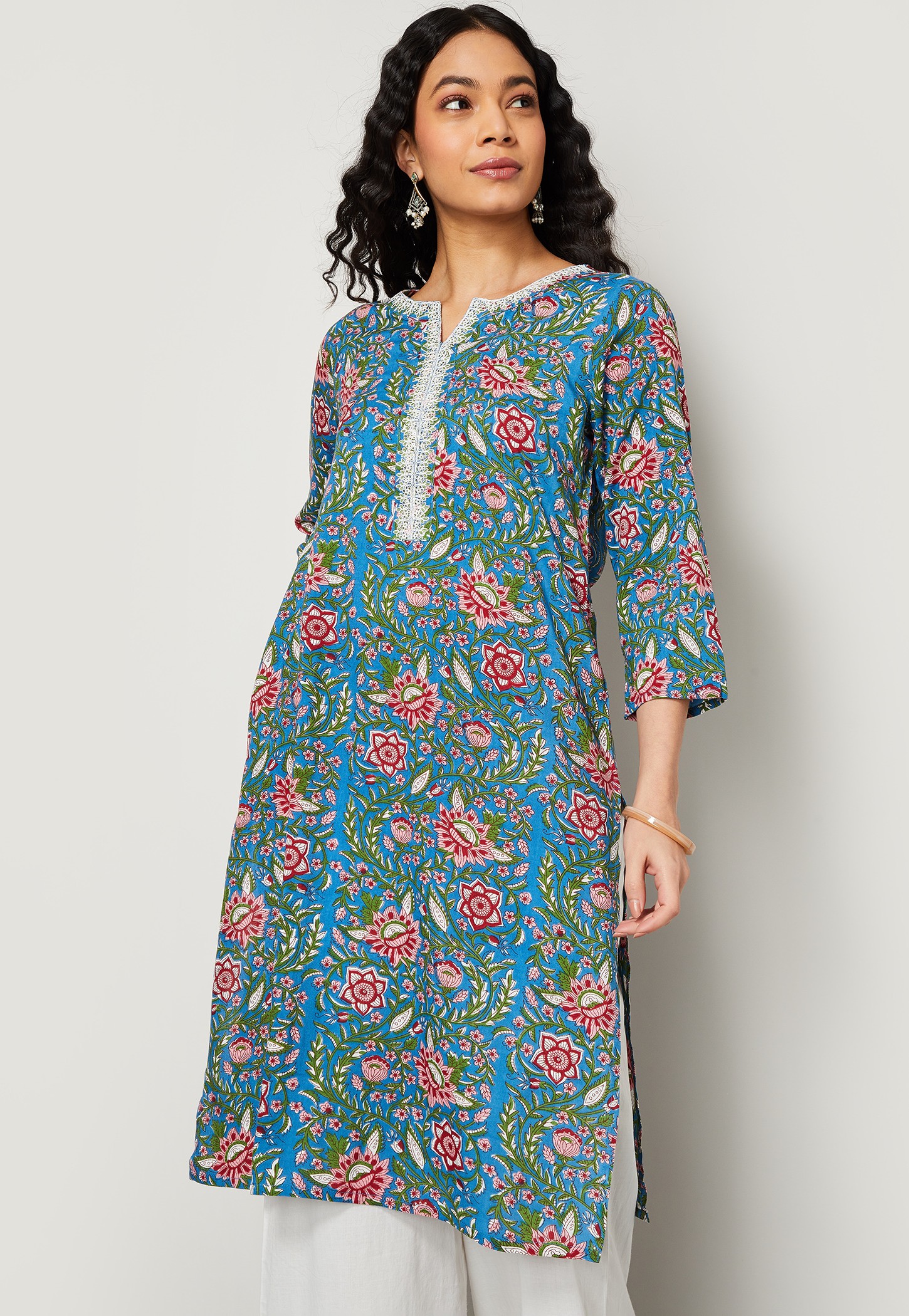MELANGE Floral Print Straight Kurta-picture-26