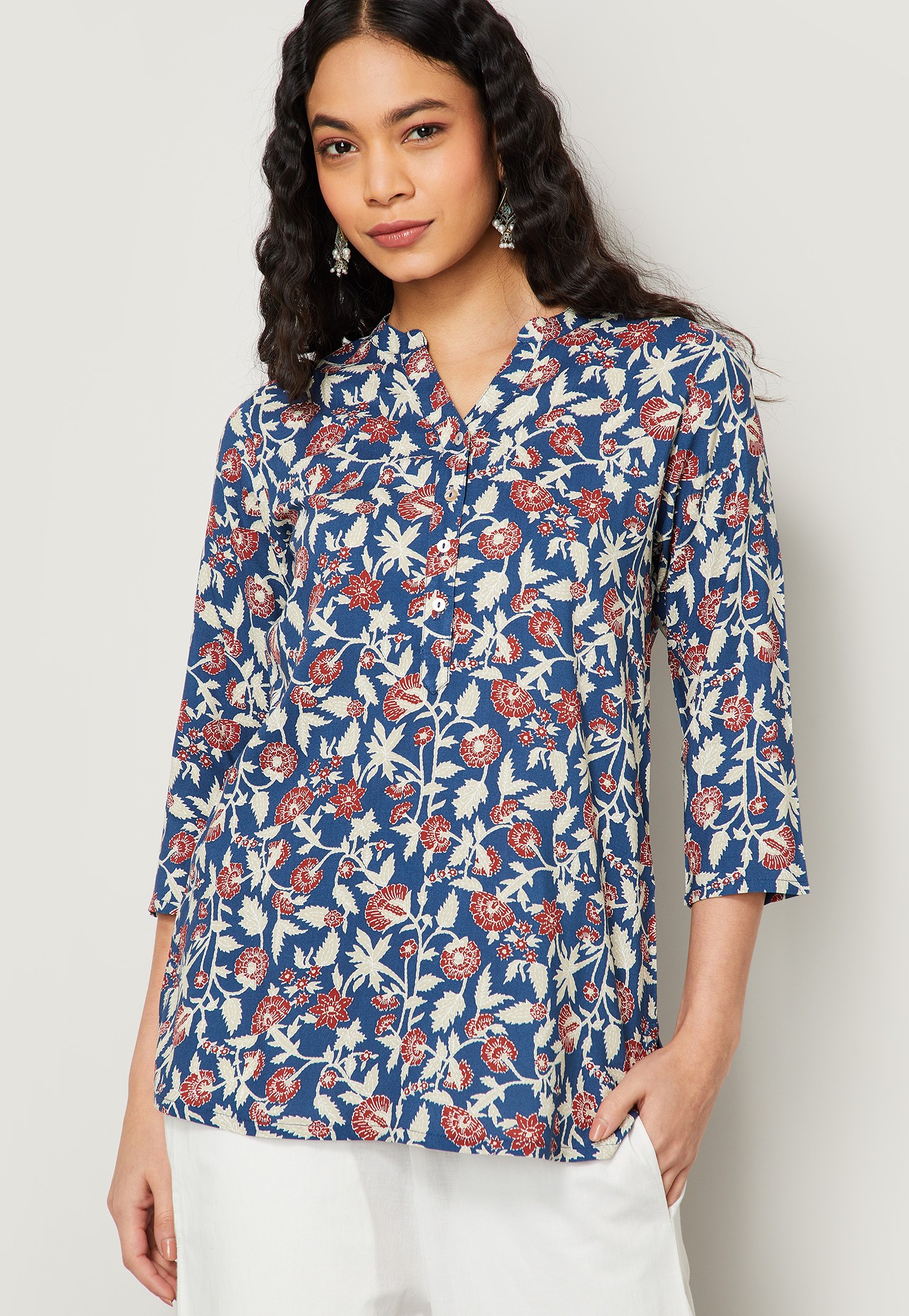 MELANGE Floral Print Straight Kurti-picture-34