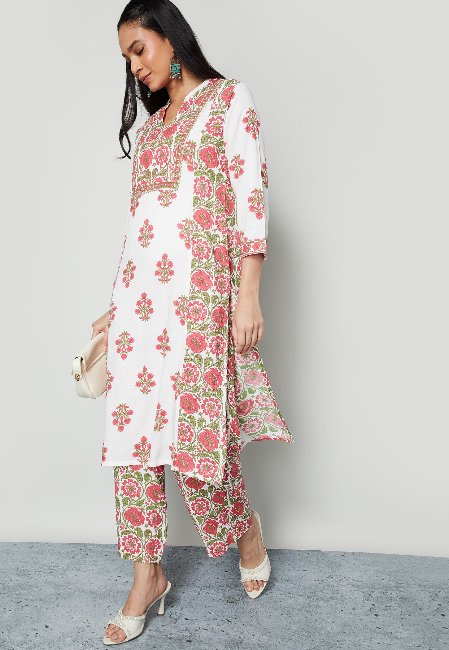 MELANGE Floral Print Kurta Set-image-23