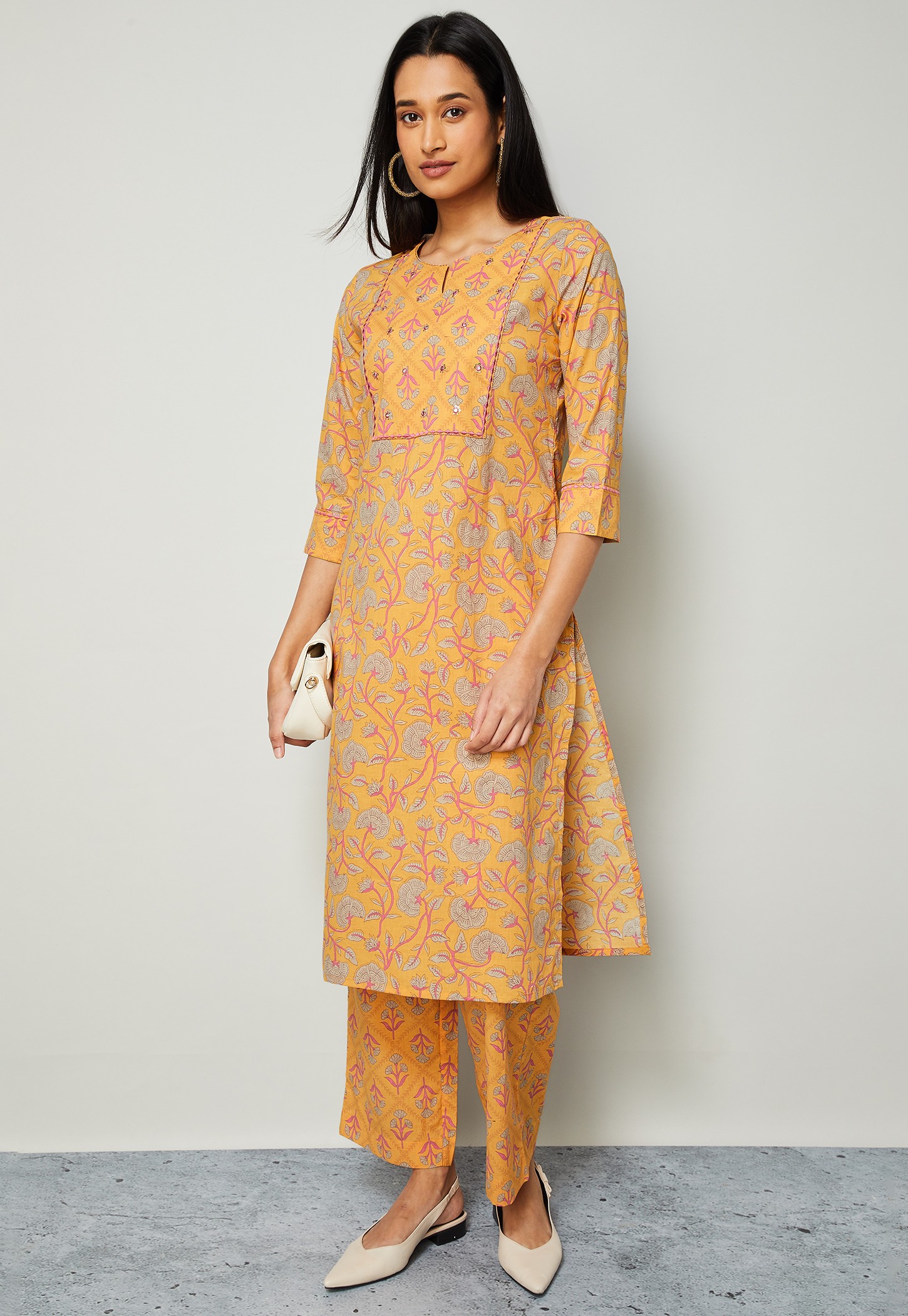 MELANGE Floral Print Straight Kurta Set-picture-23