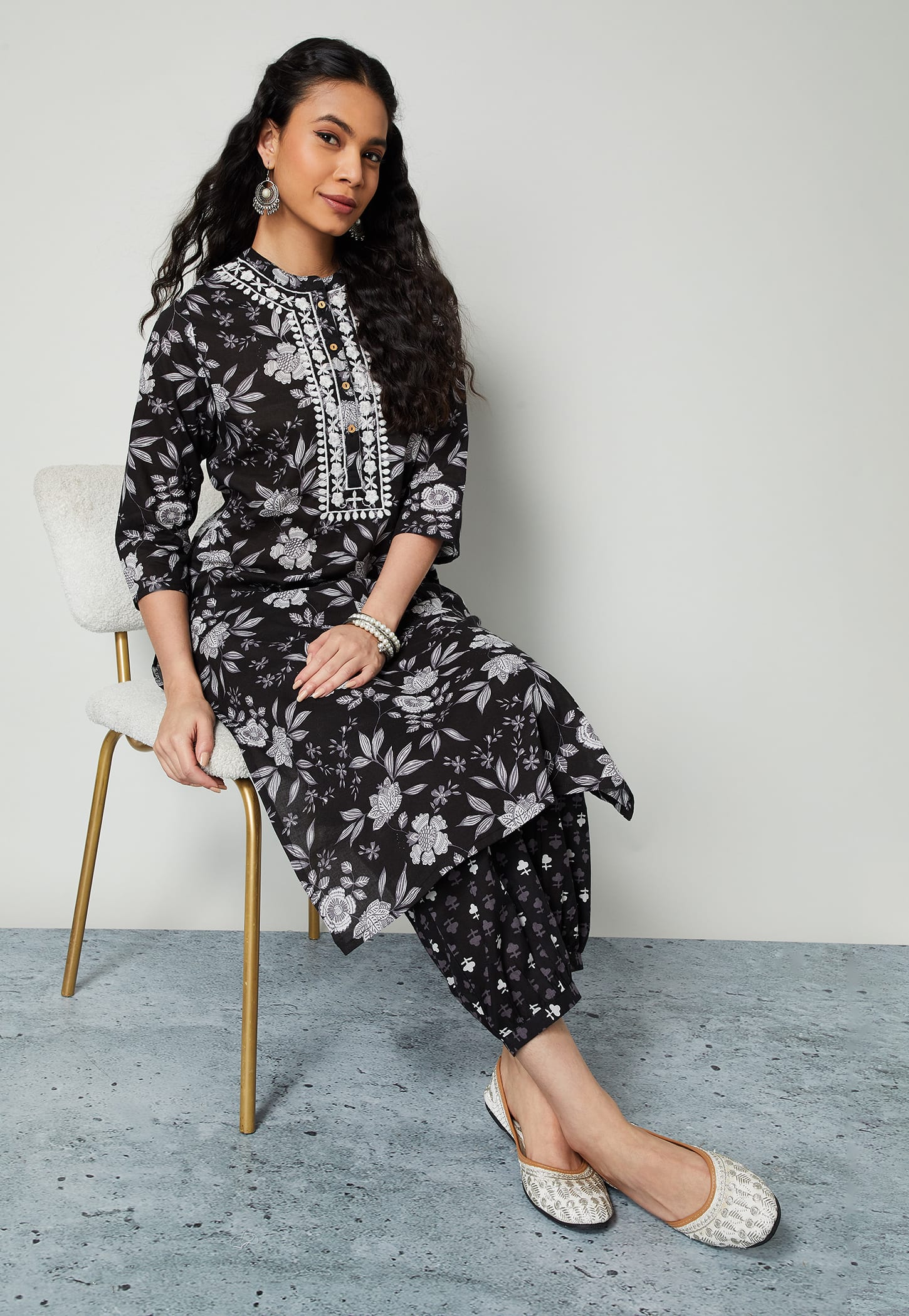 MELANGE Floral Print Straight Kurta Set-picture-26