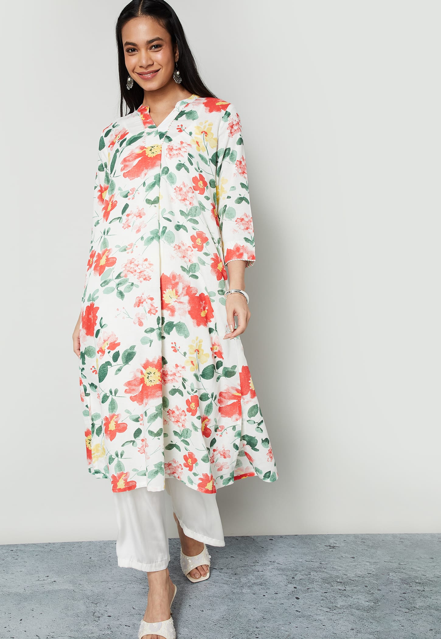 MELANGE Floral Print Kurta-image-6