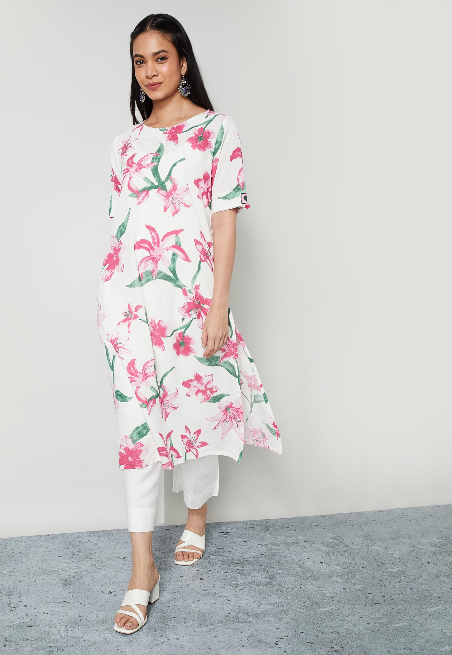 MELANGE Floral Print Straight Kurta-picture-31