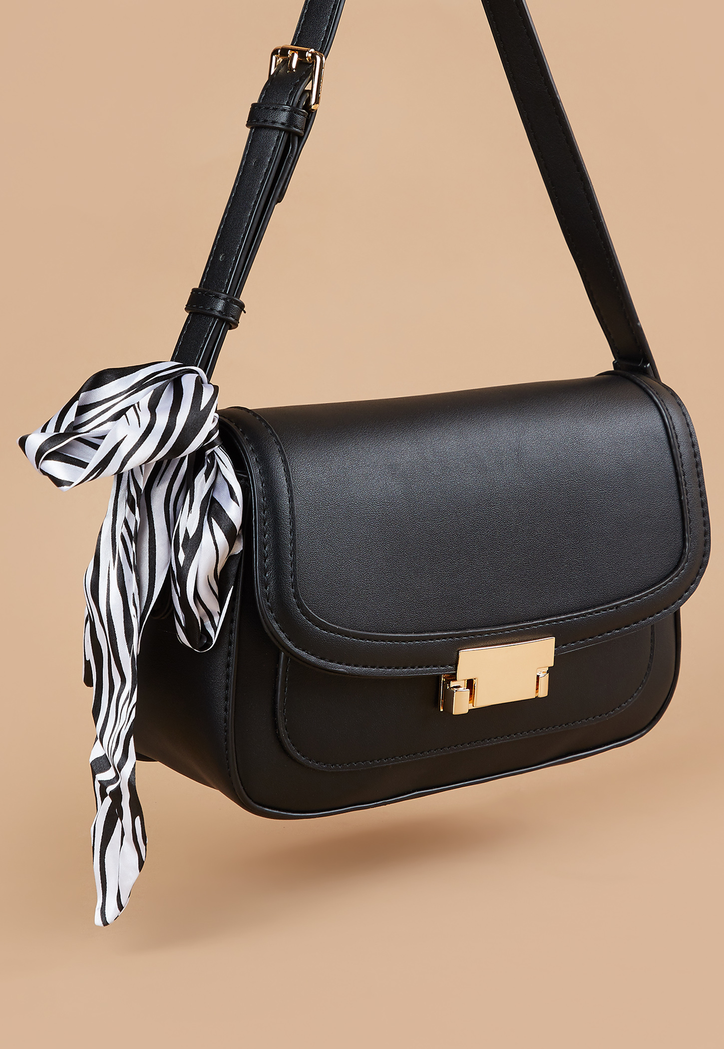 CODE Solid Shoulder Bag with Scarf-picture-32