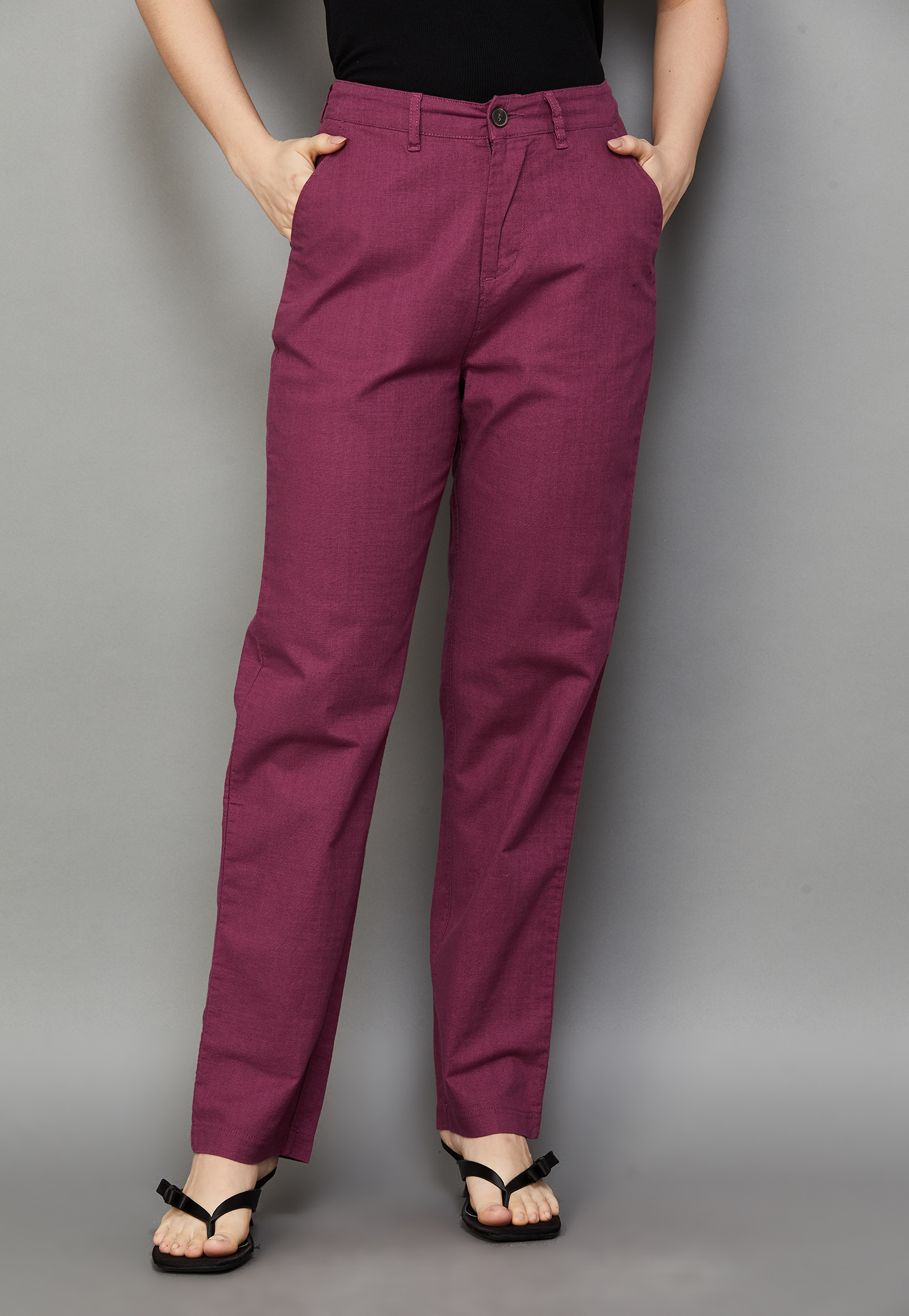 XPOSE Solid Straight Fit Trousers-picture-28