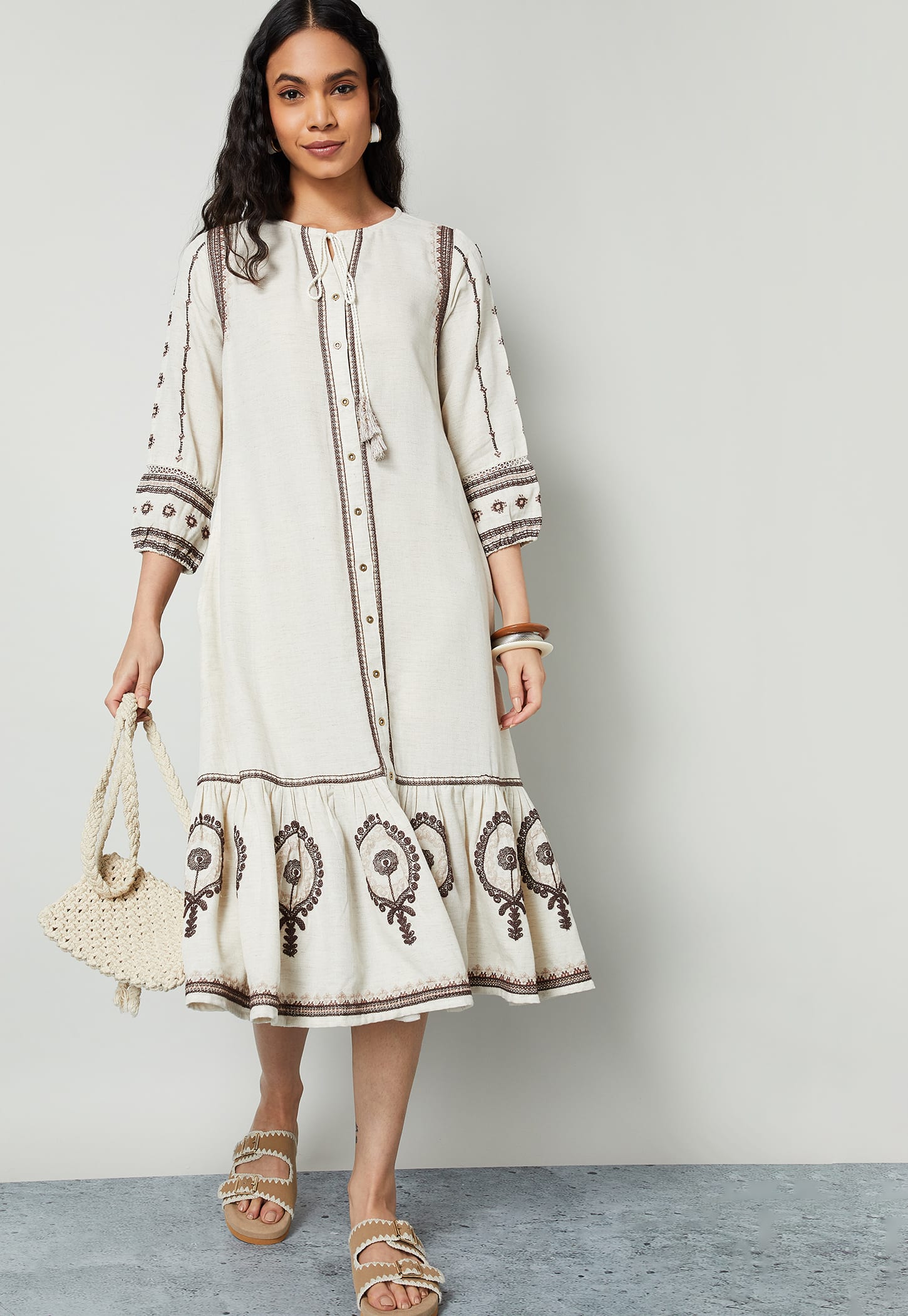 COLOUR ME Ethnic Motif A-line Dress-picture-11