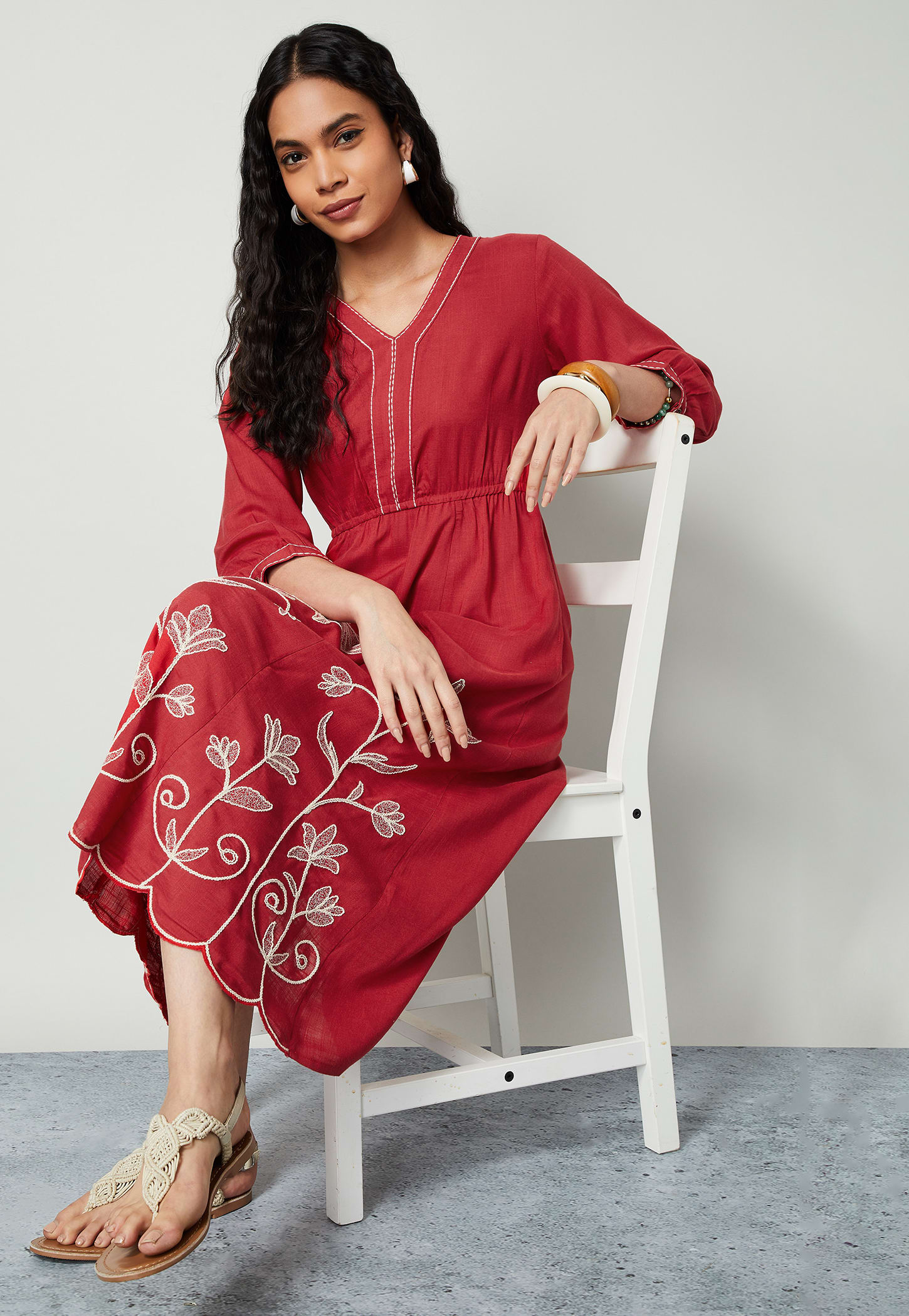 COLOUR ME Embroidered Midi Dress-picture-27