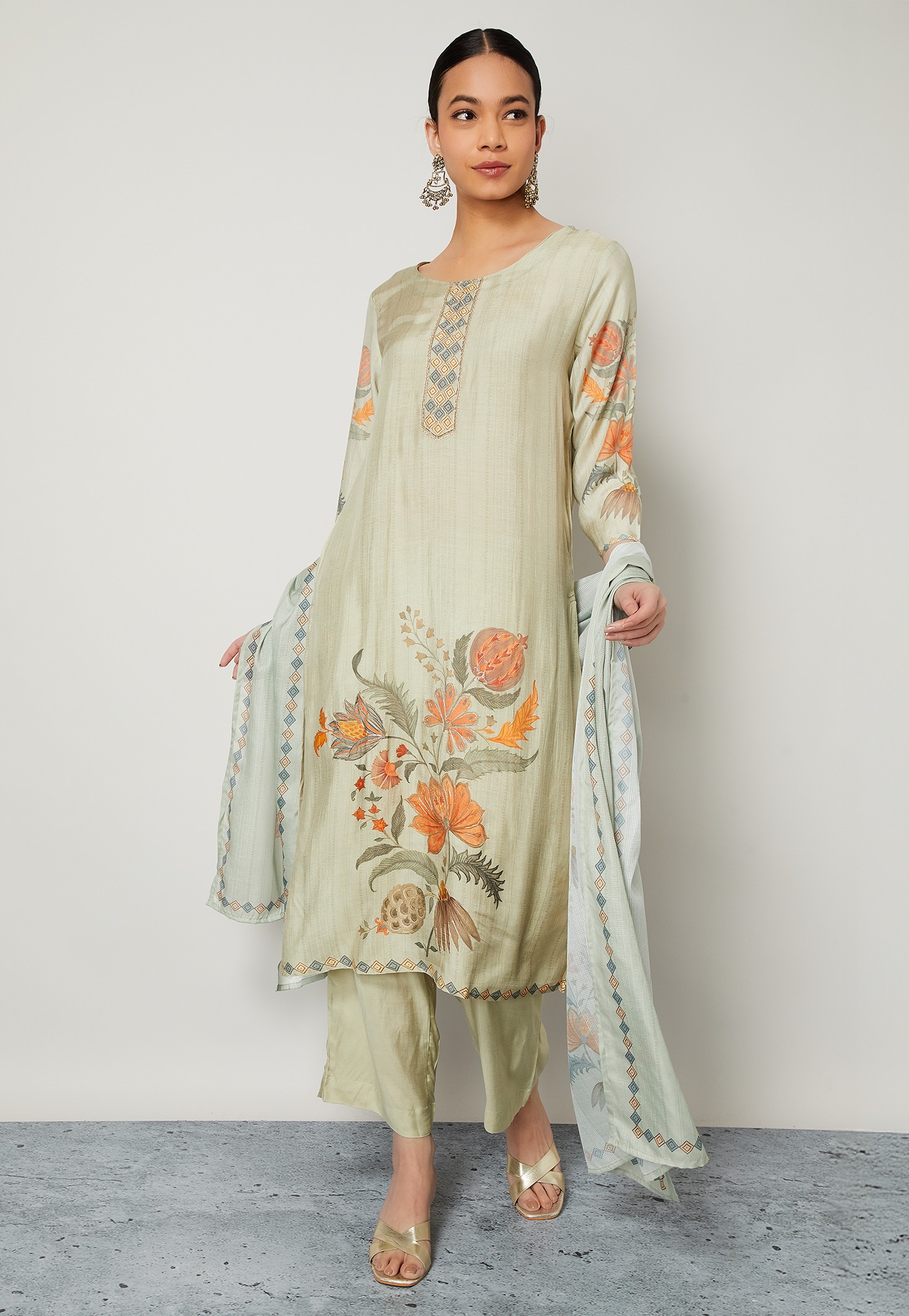 MELANGE Floral Print Straight Kurta Set-picture-38