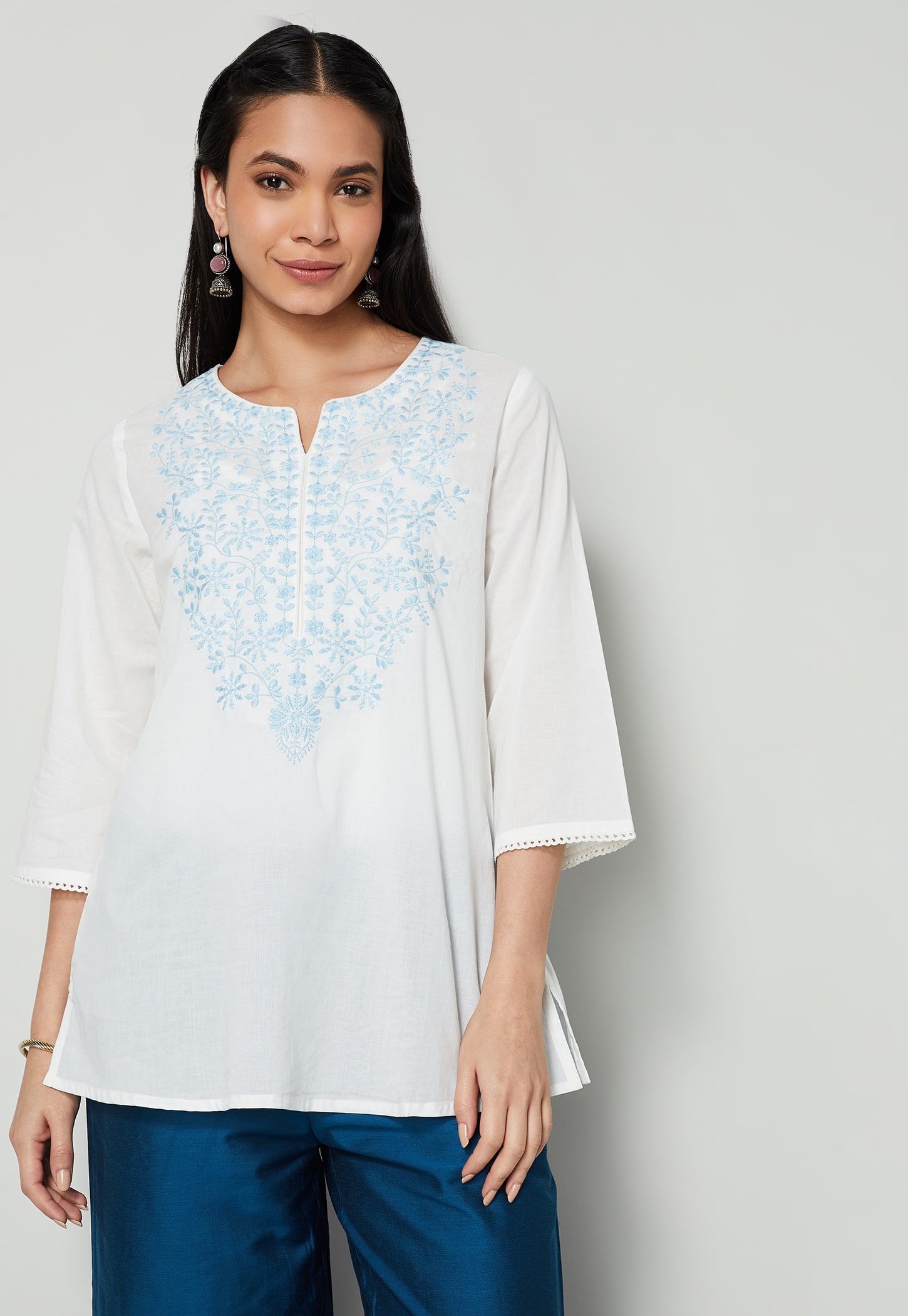 MELANGE Embroidered Kurti-image-1