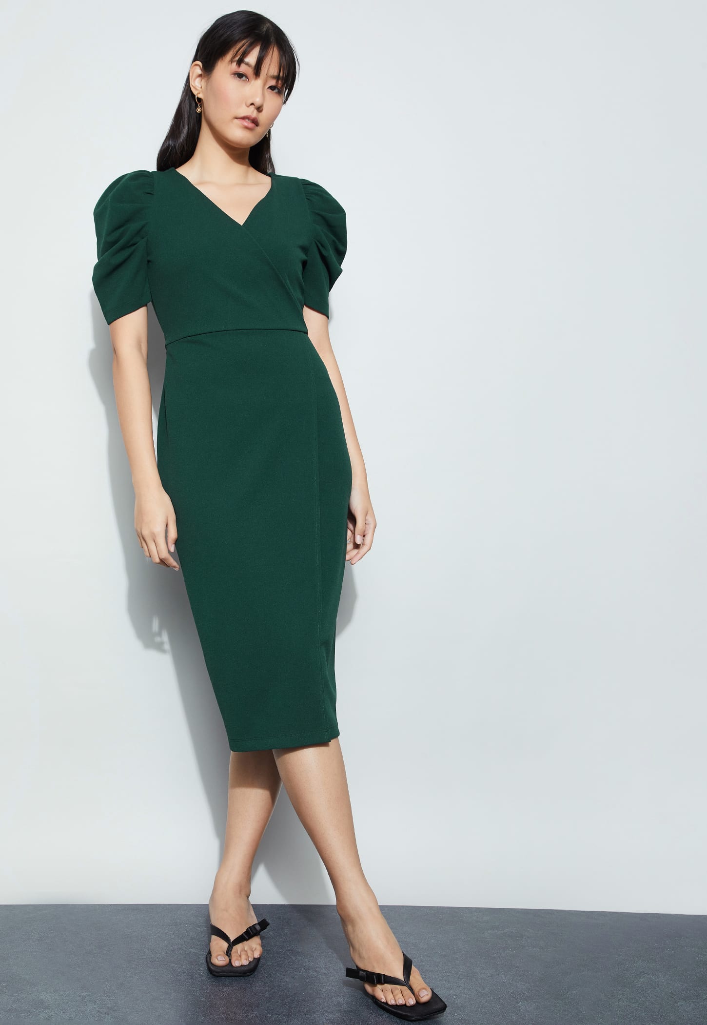 CODE Solid Wrap Dress-picture-10