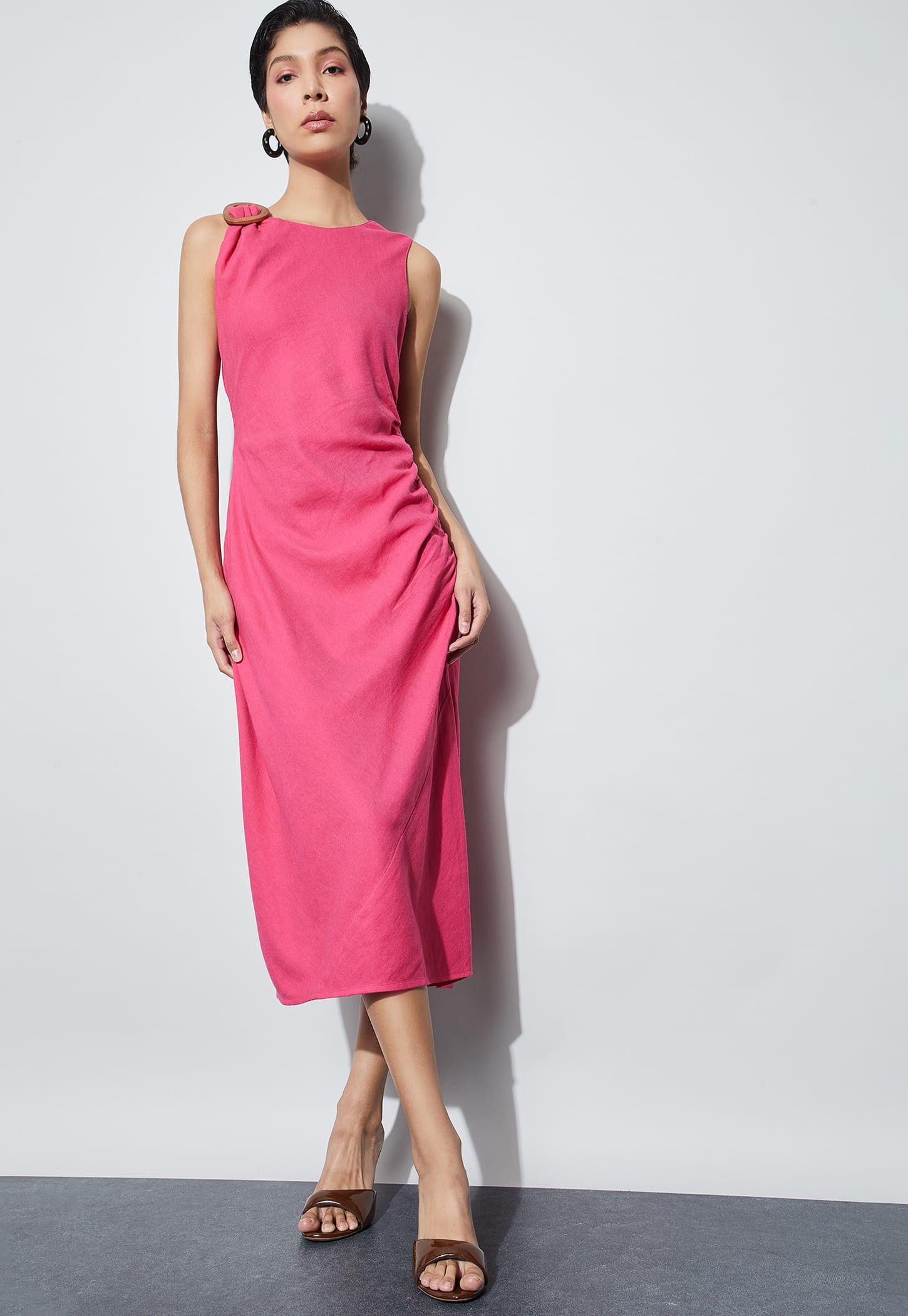 CODE Solid Midi Dress-image-8
