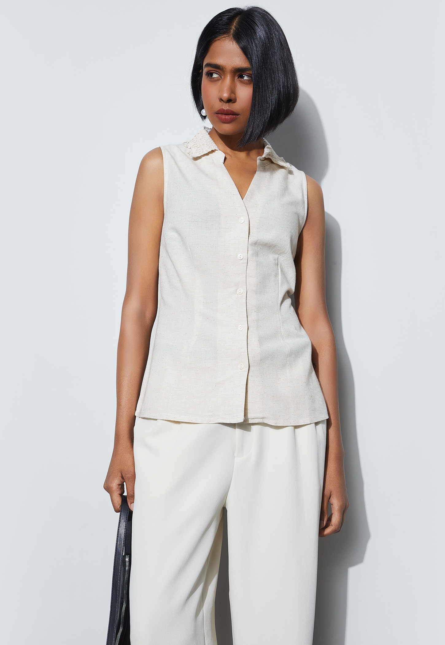 CODE Solid Sleeveless Shirt-image-9