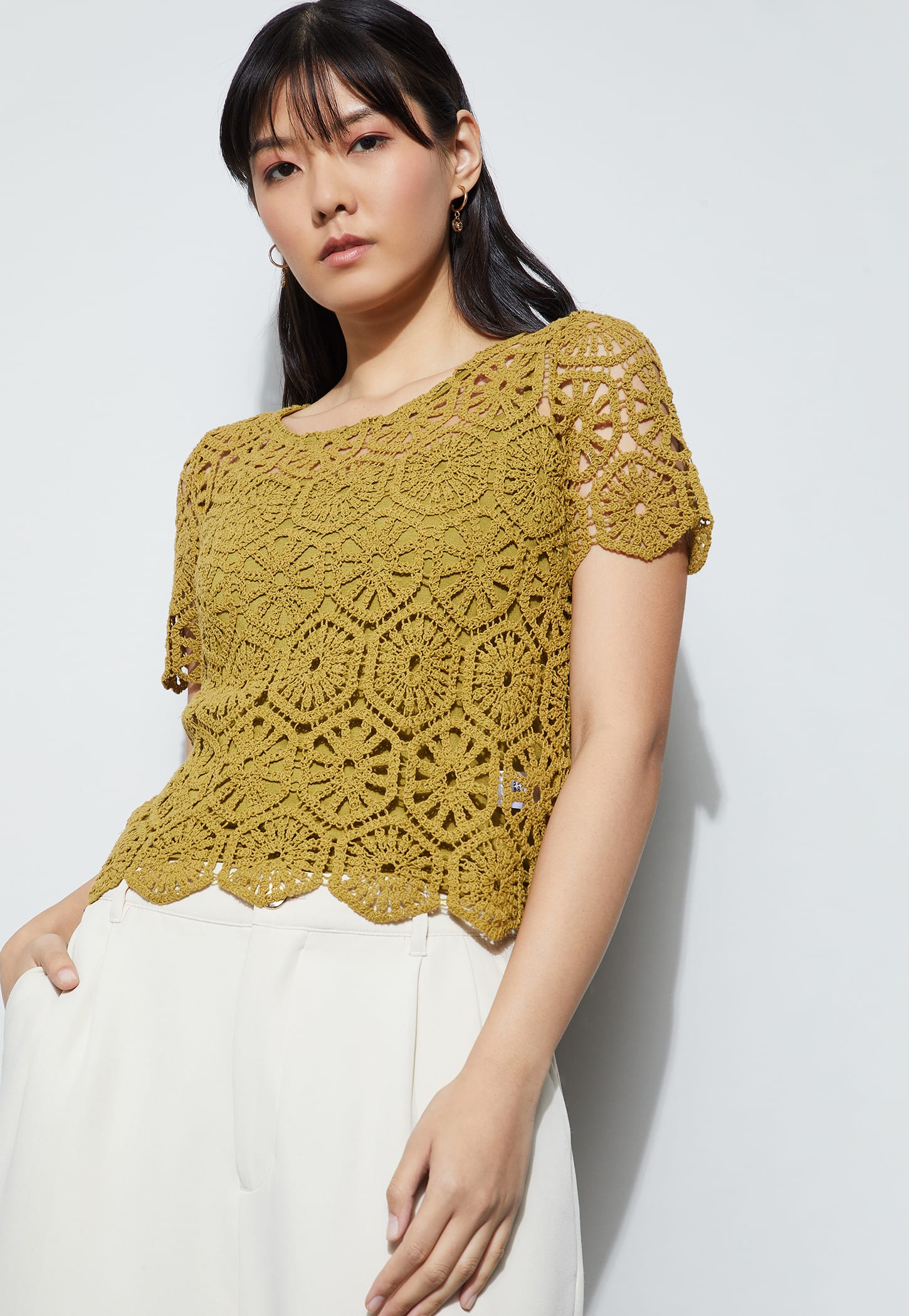 CODE Crochet Knit Top with Camisole-picture-33
