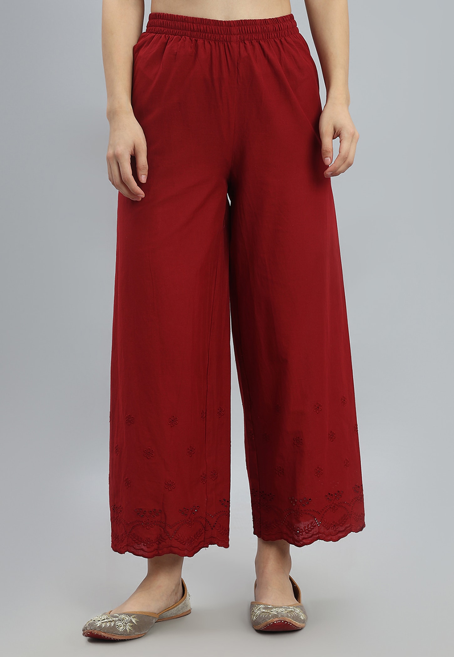 GO COLORS Embroidered Palazzos-picture-34