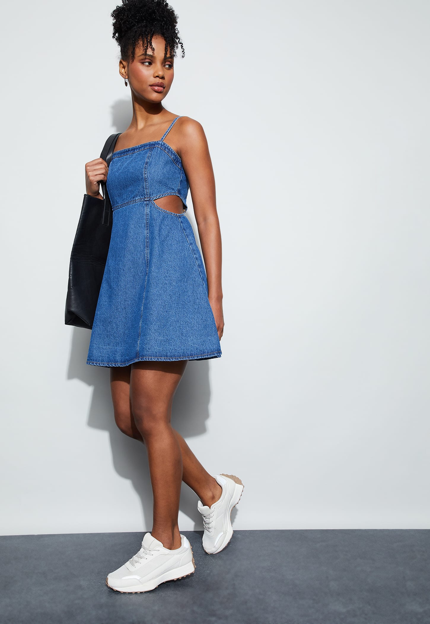 GINGER Solid Cut-Out A-Line Dress-picture-44