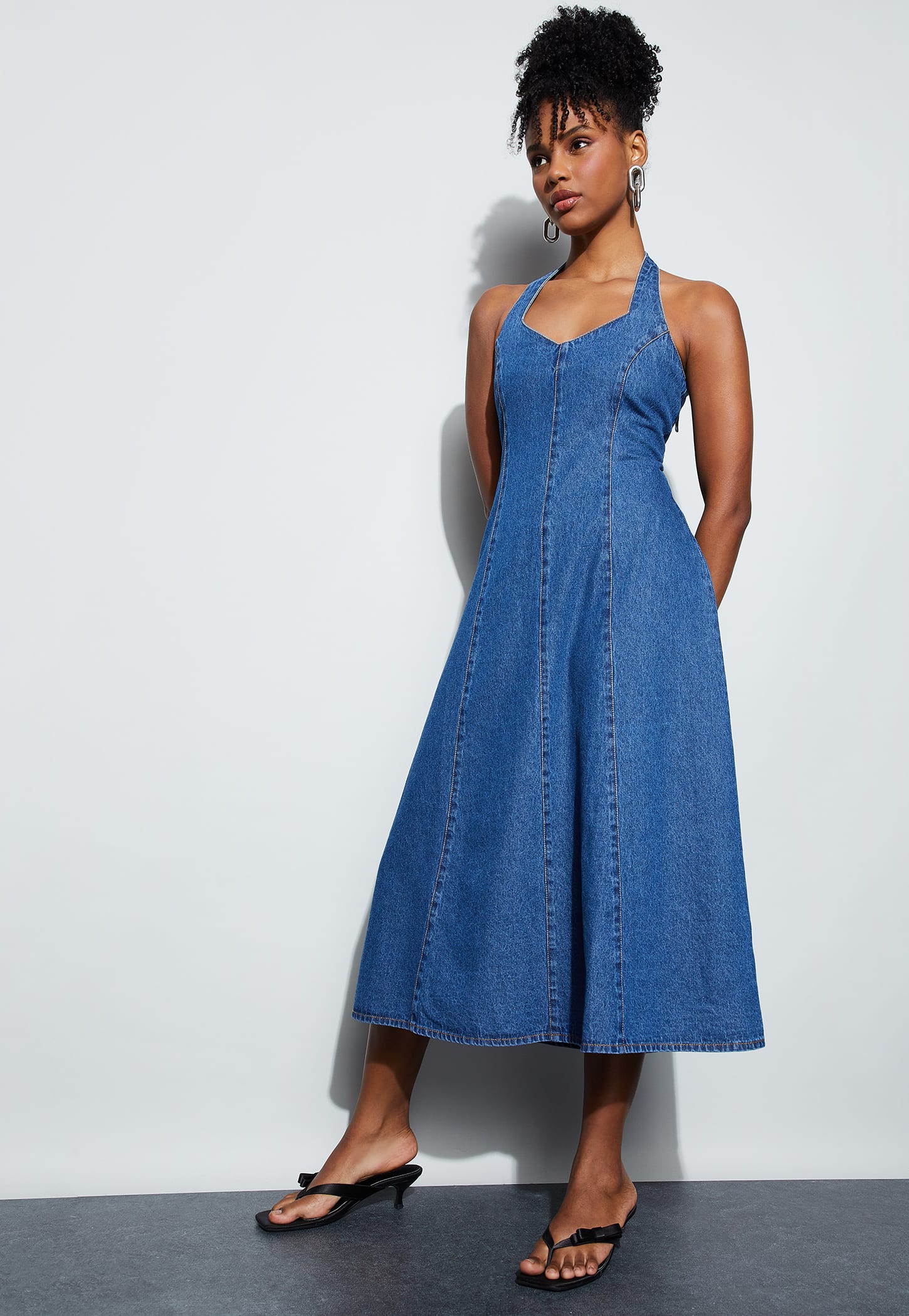 GINGER Halter Neck Denim Dress-picture-14