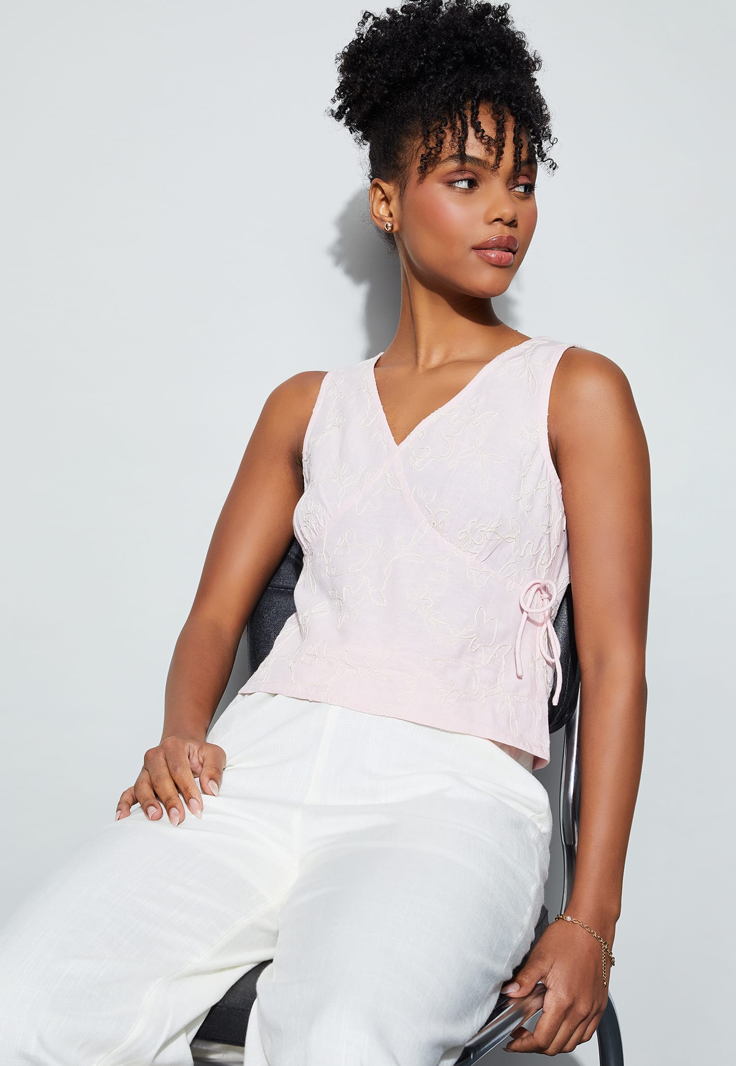 GINGER Embroidered Wrap Sleeveless Top-picture-24