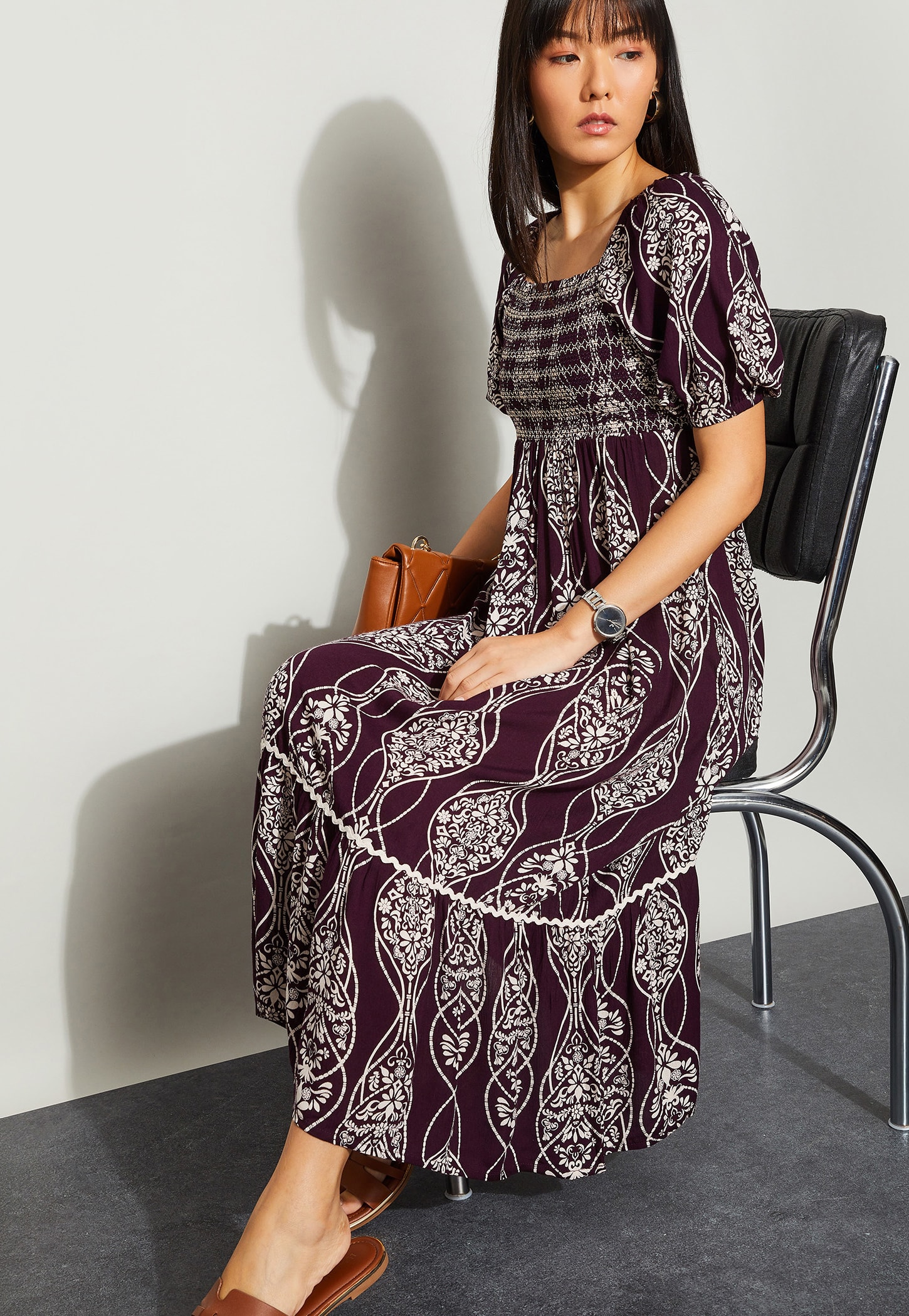 FAME FOREVER Printed A-line Maxi Dress-picture-44