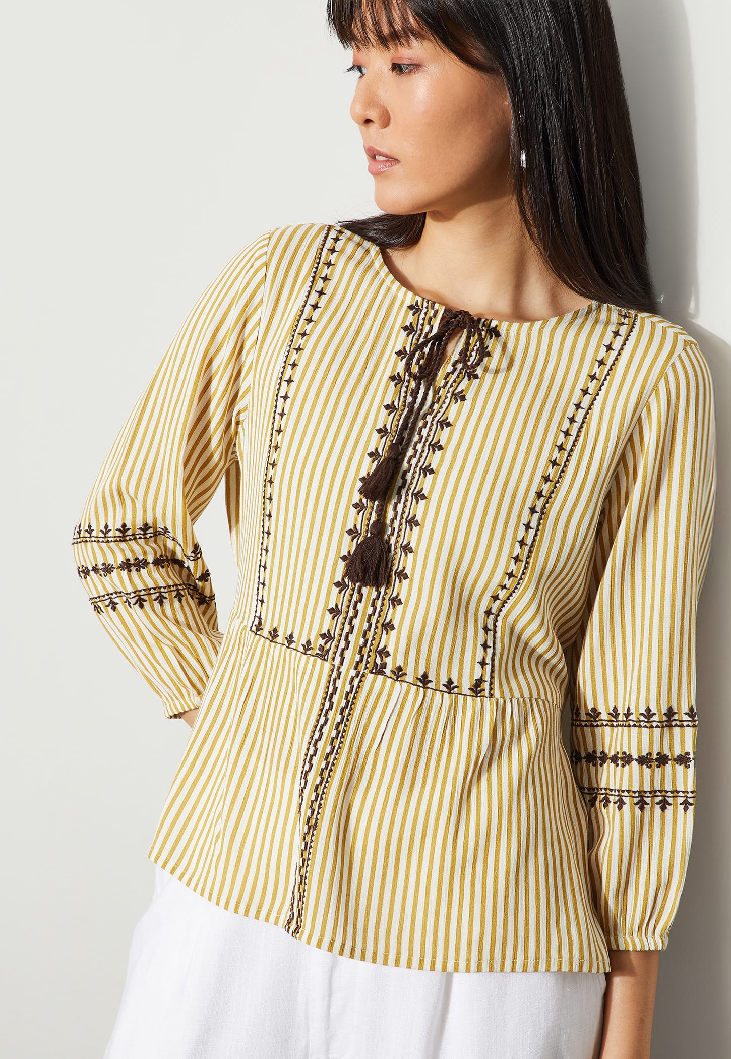 FAME FOREVER Striped Tie-Up Regular Top-picture-31