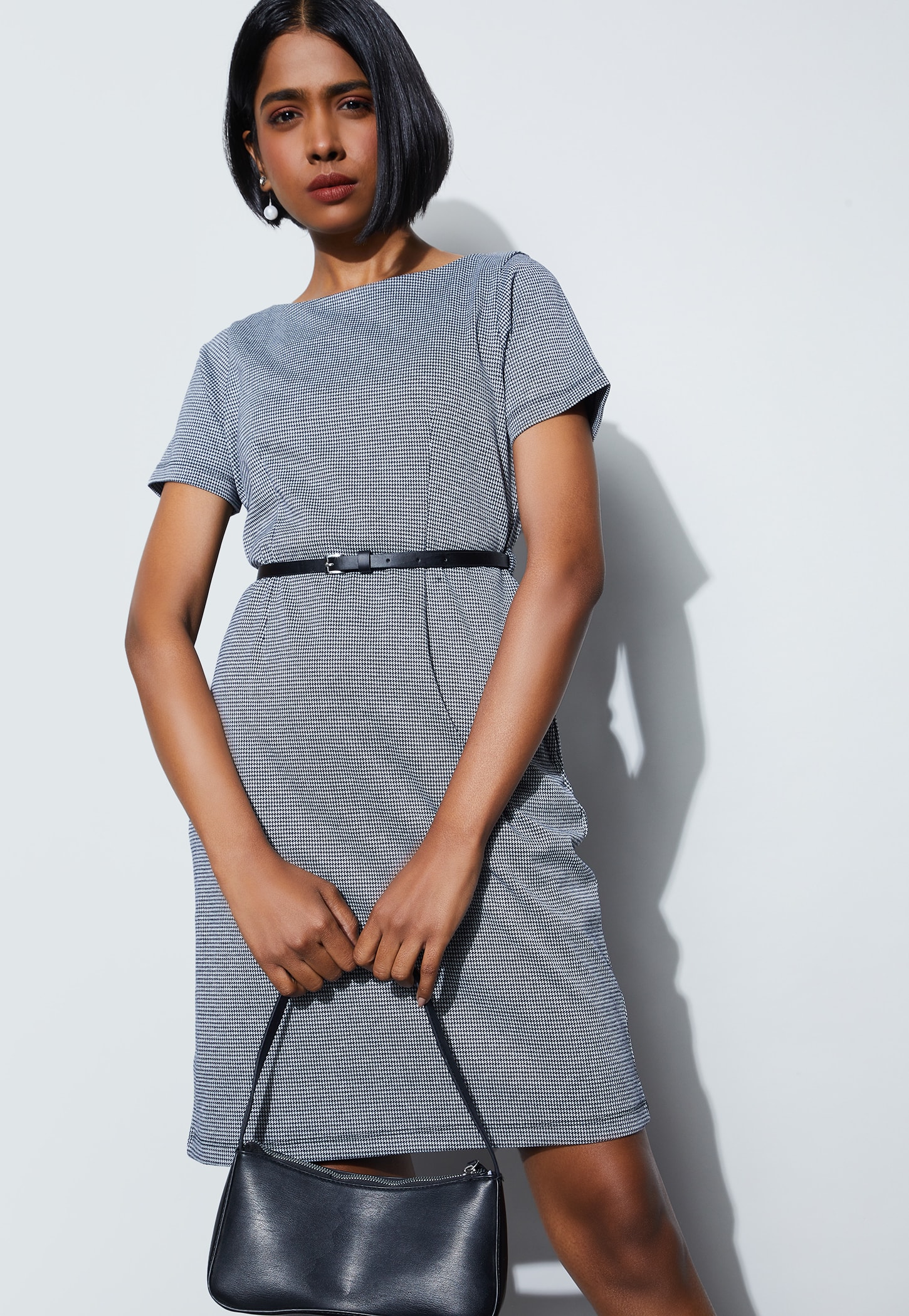 CODE CLASSIC Checked Straight Dress with Belt-picture-19