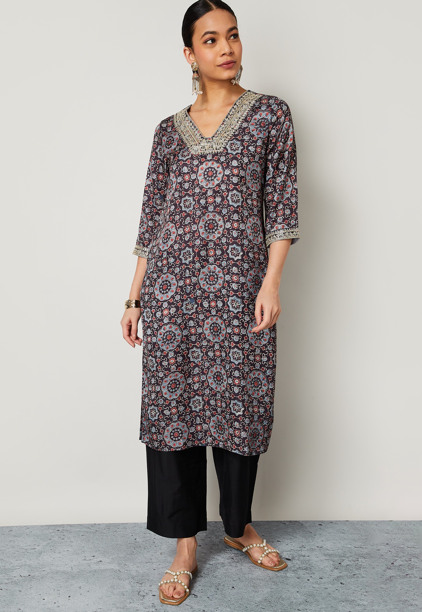 MELANGE Printed Straight Kurta Set-picture-30
