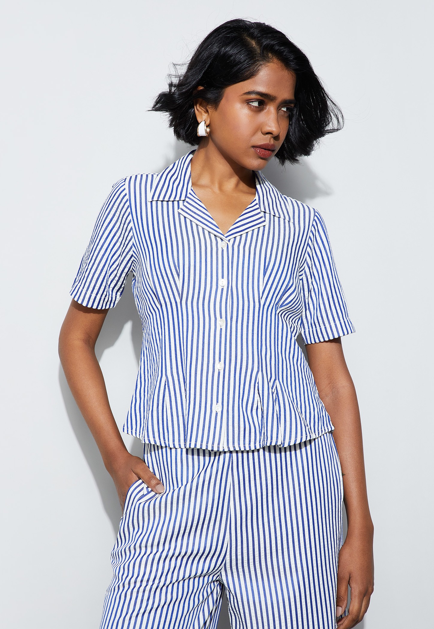 CODE Striped Cuban Collar Shirt-picture-18