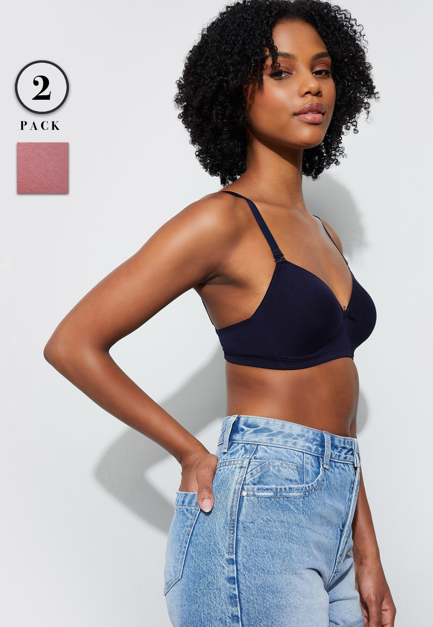 GINGER Solid Padded Non-Wired T-shirt Bra - Pack of 2-picture-23