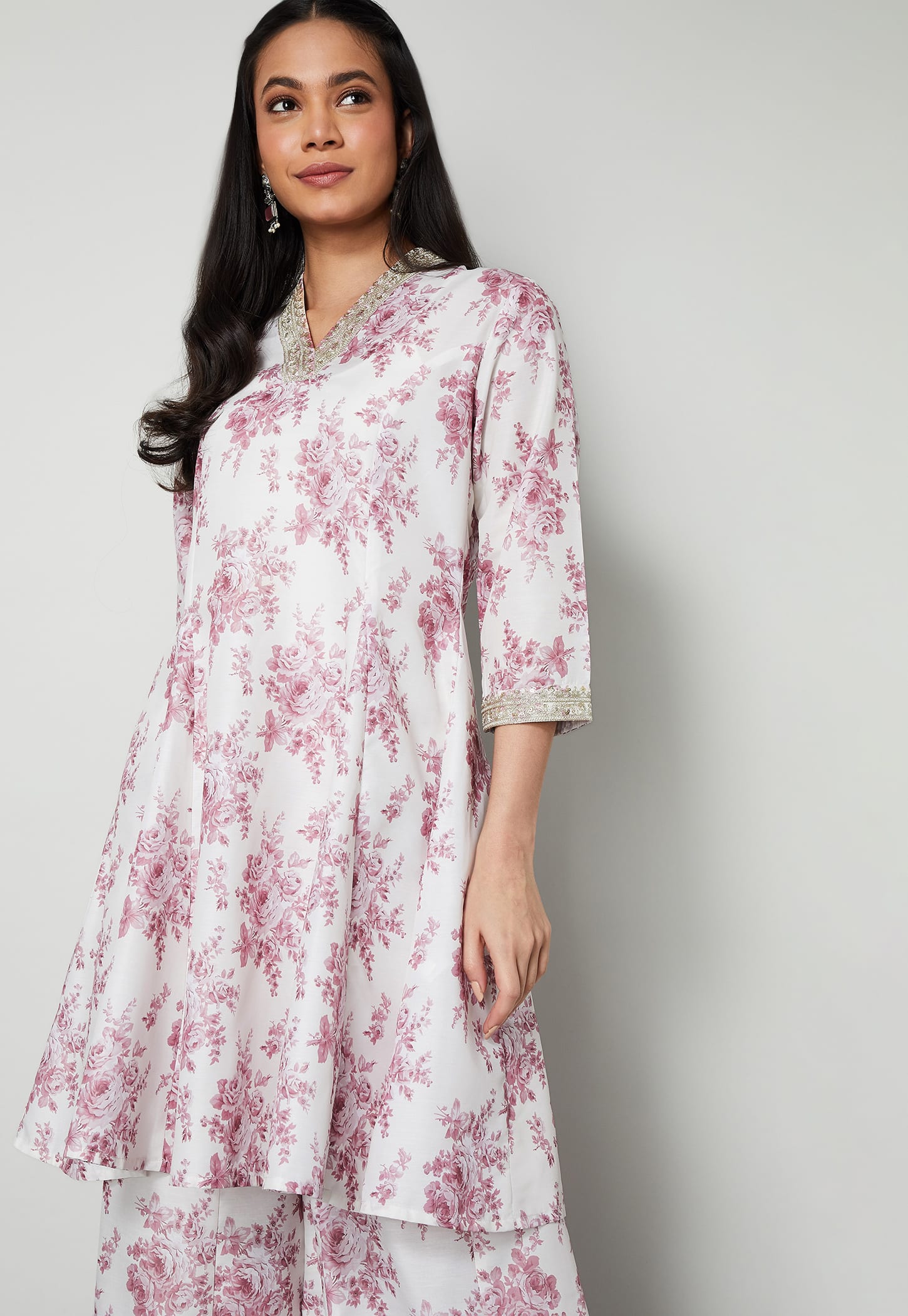 MELANGE Floral Print A-line Kurta-picture-38