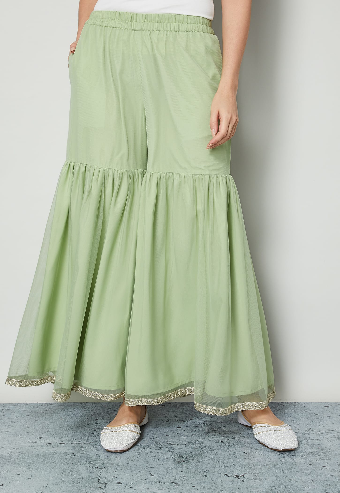 MELANGE Mesh Sharara Pants-picture-40