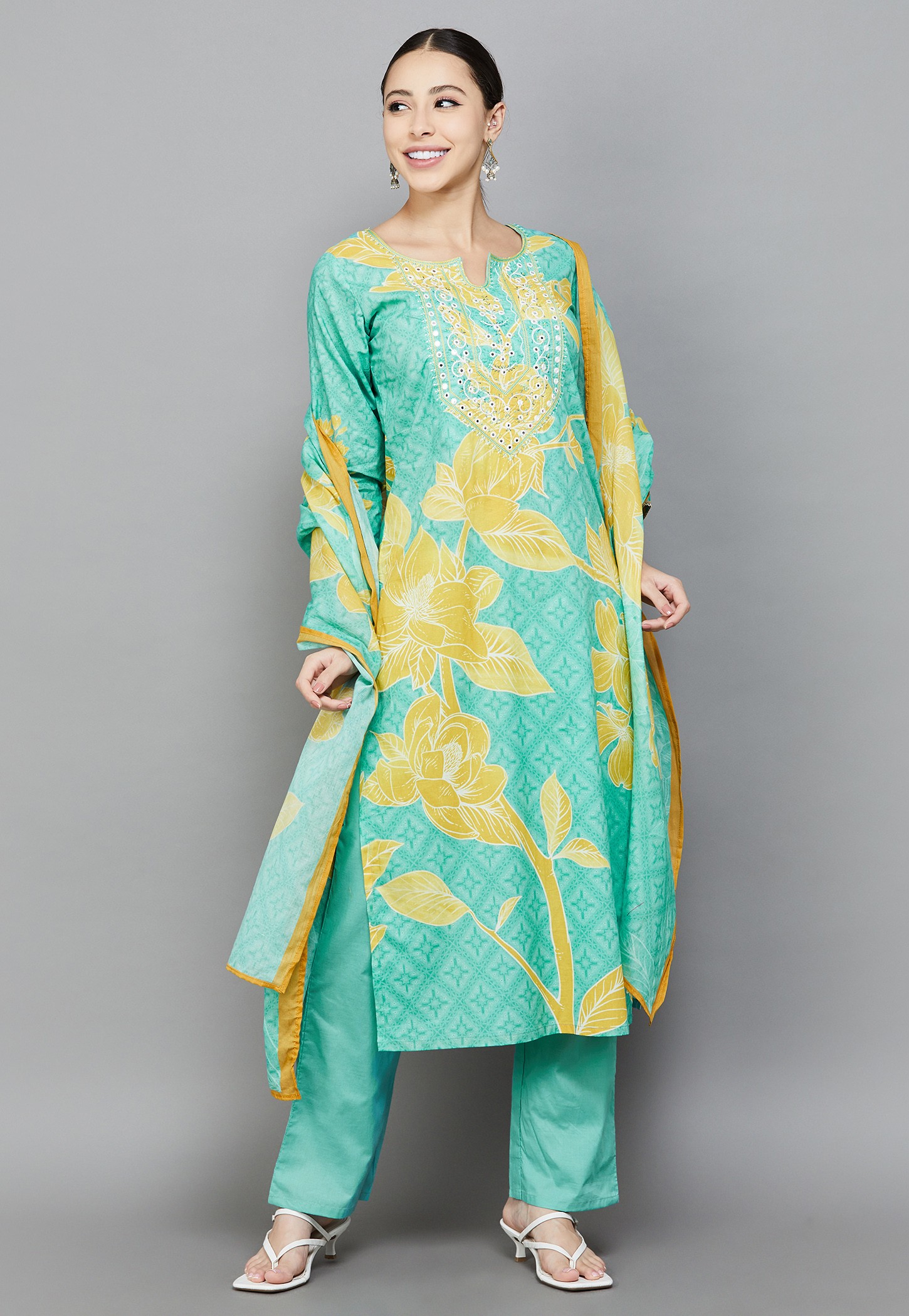 LIBAS Floral Print A-line Kurta Set-picture-54