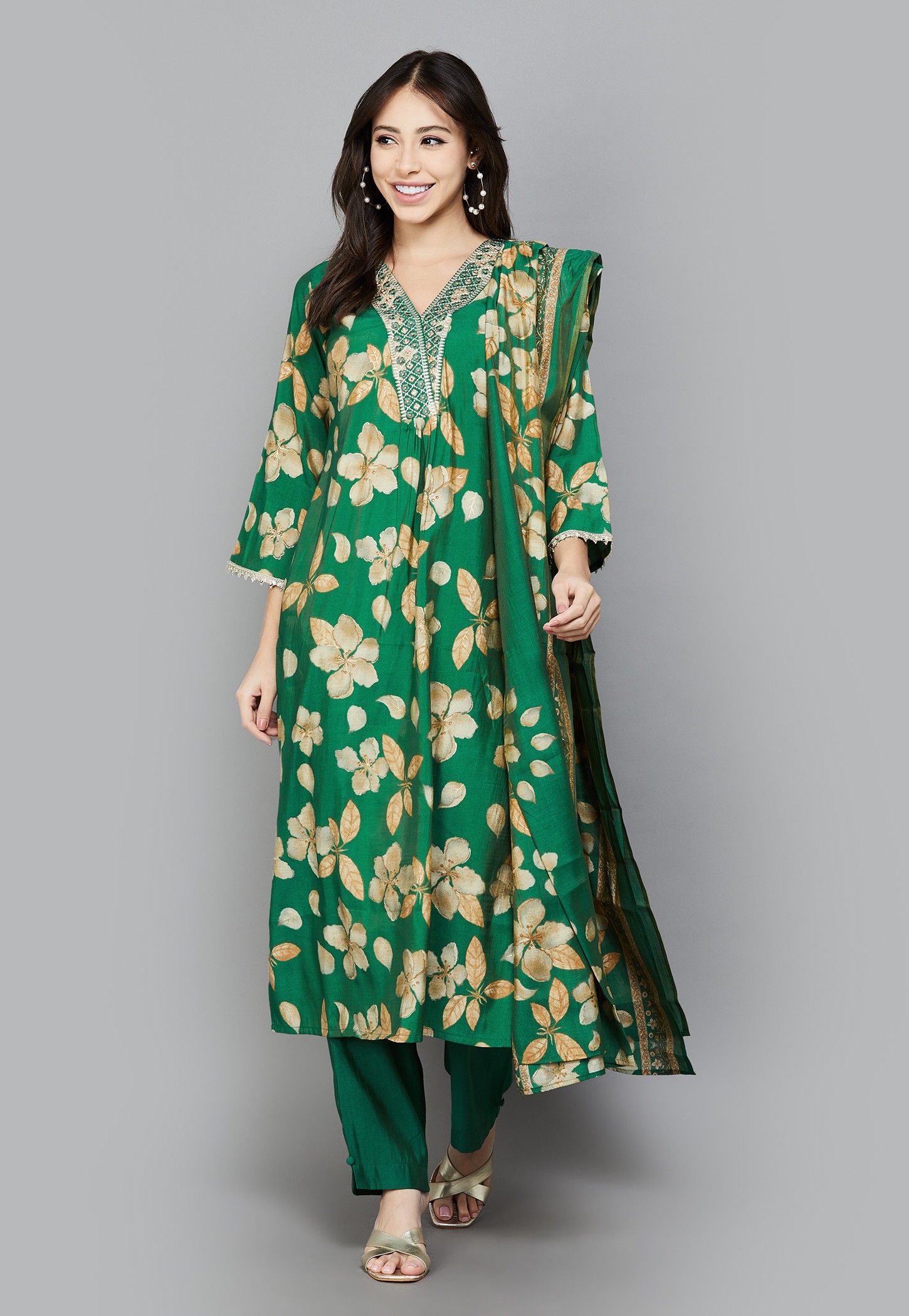 LIBAS Floral Print A-line Kurta Set-picture-53