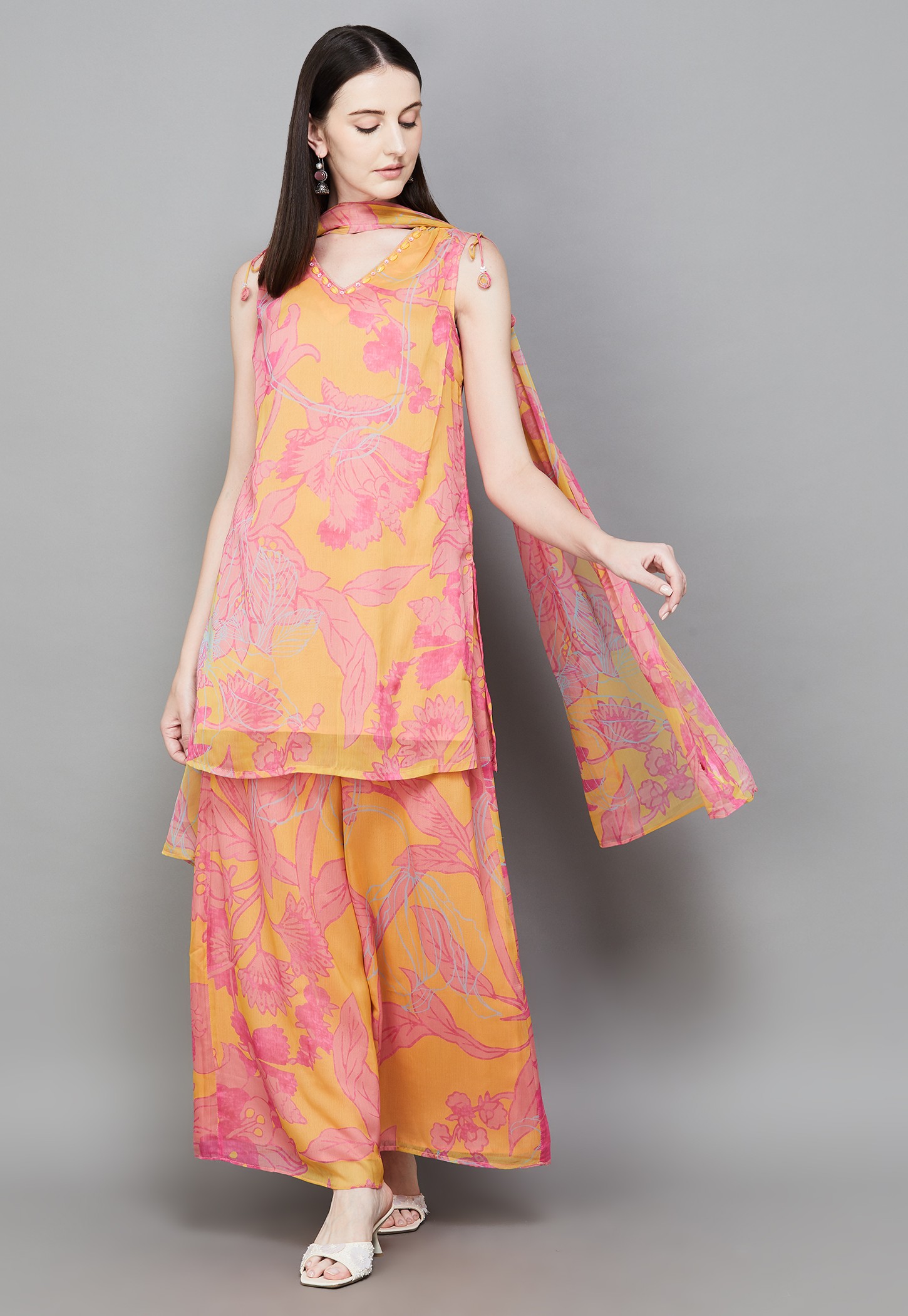 W Floral Print Straight Kurti Set-picture-40
