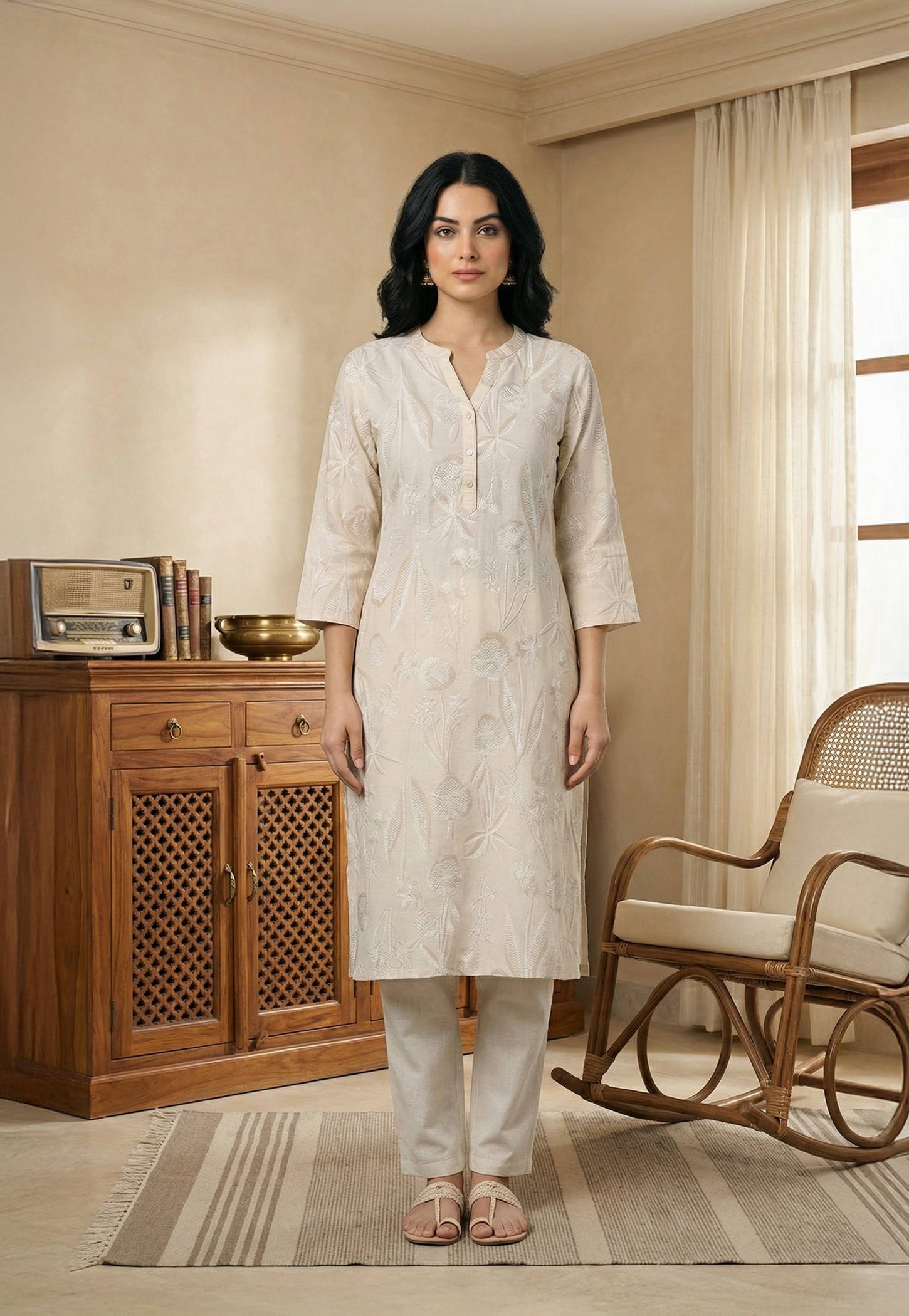 W Floral Print Straight Kurta Set-picture-33