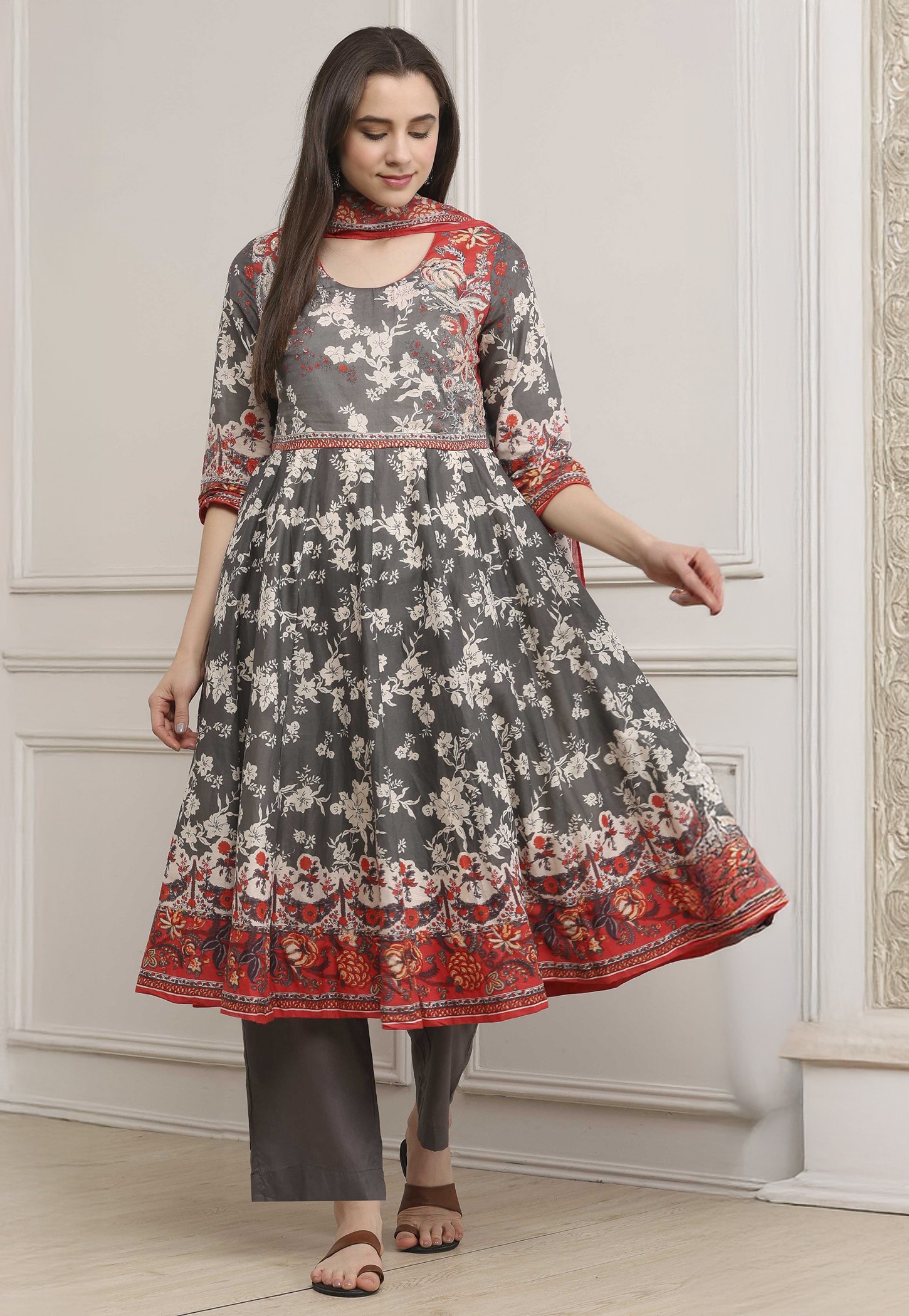 BIBA Floral Print Anarkali Kurta Set-picture-34