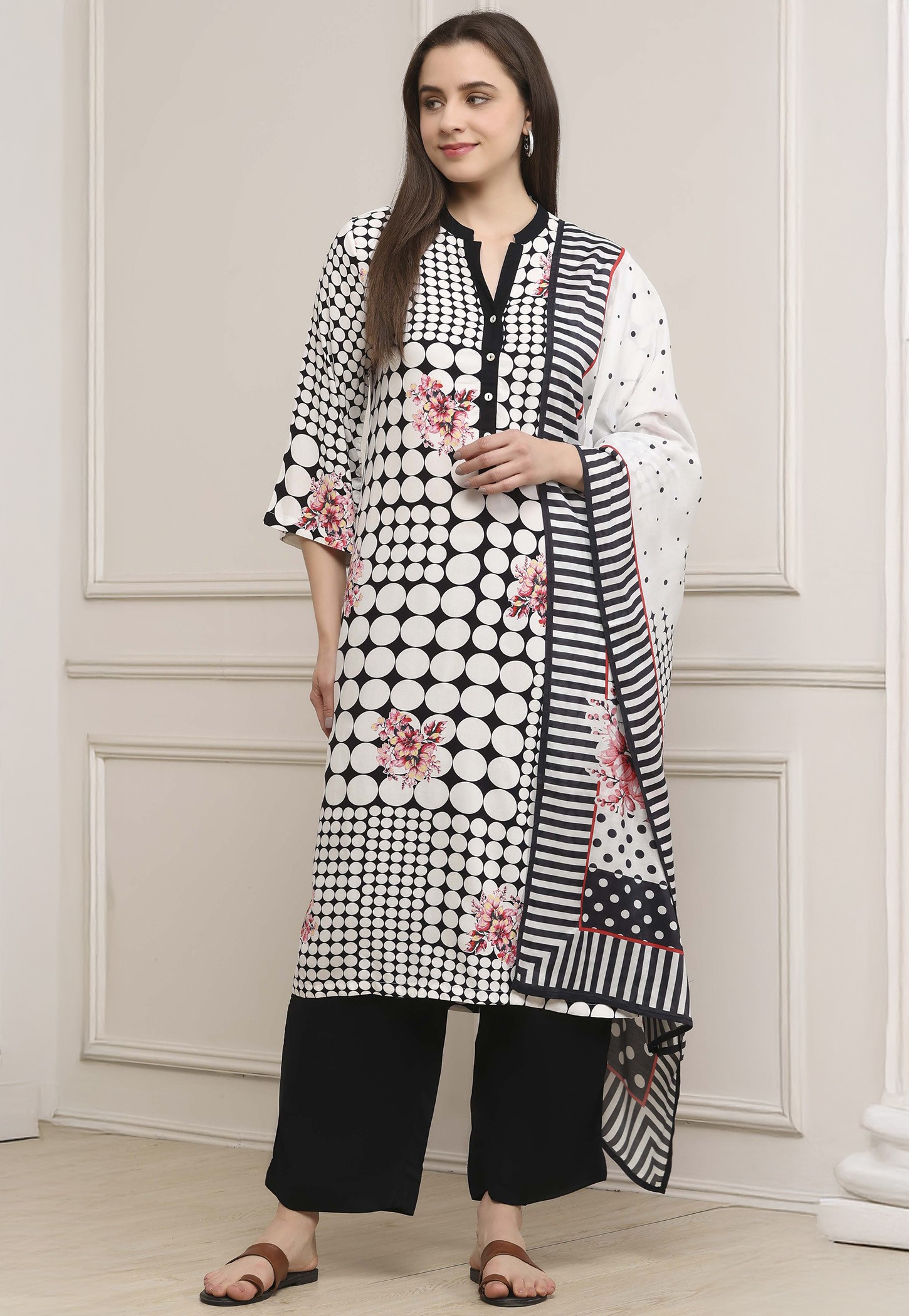 BIBA Floral Print Palazzo Kurta Set-picture-54