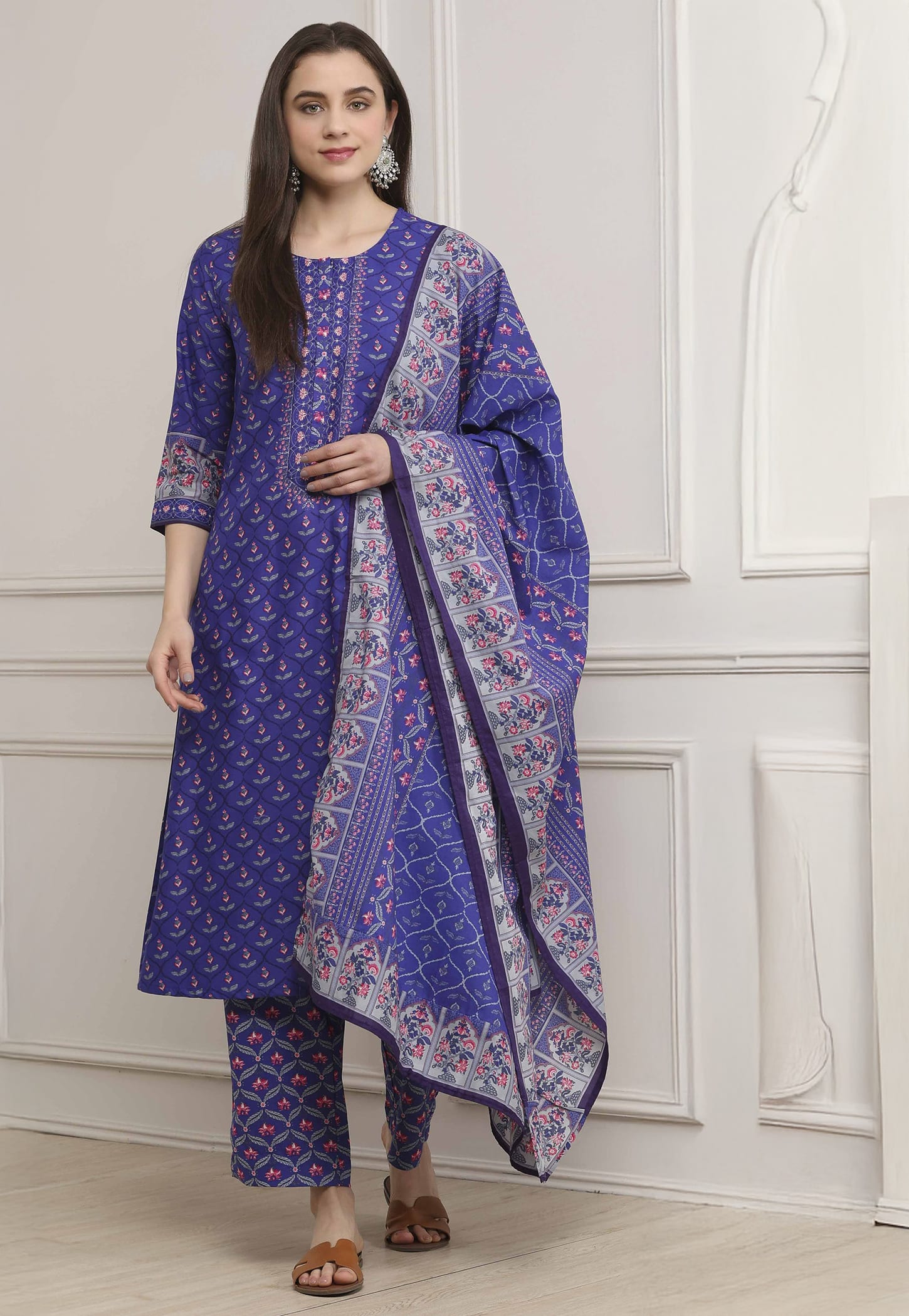 BIBA Ethnic Motif Straight Kurta Set-picture-28