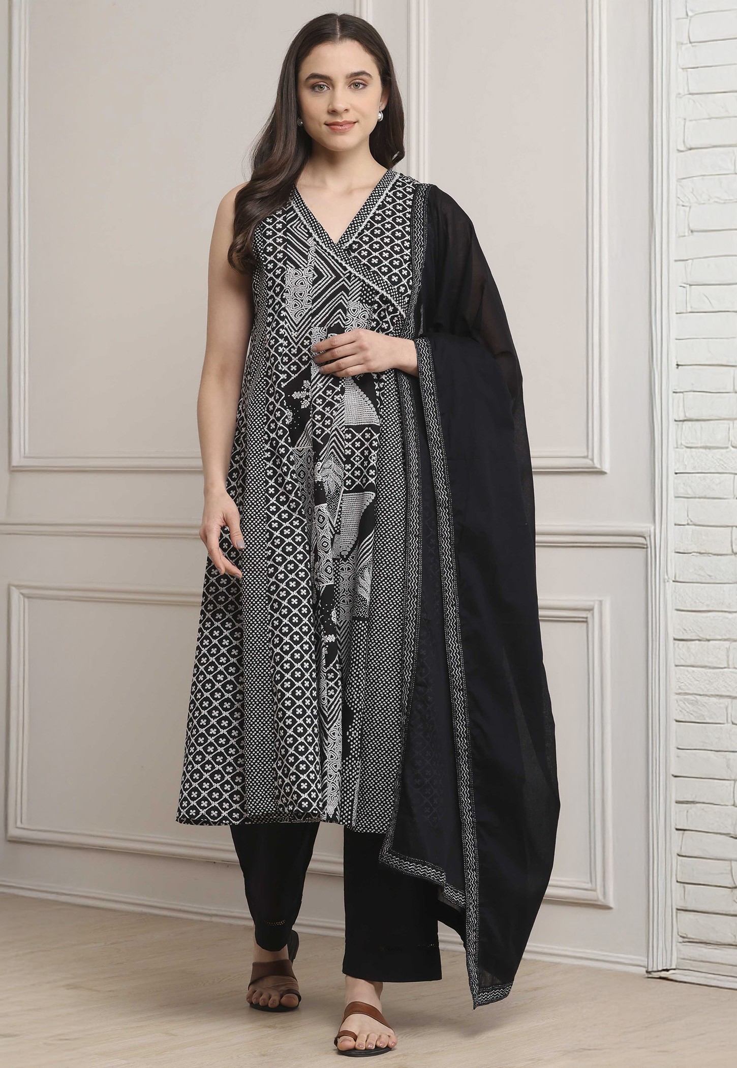 BIBA Bandhani Print A-line Kurta Set-picture-43