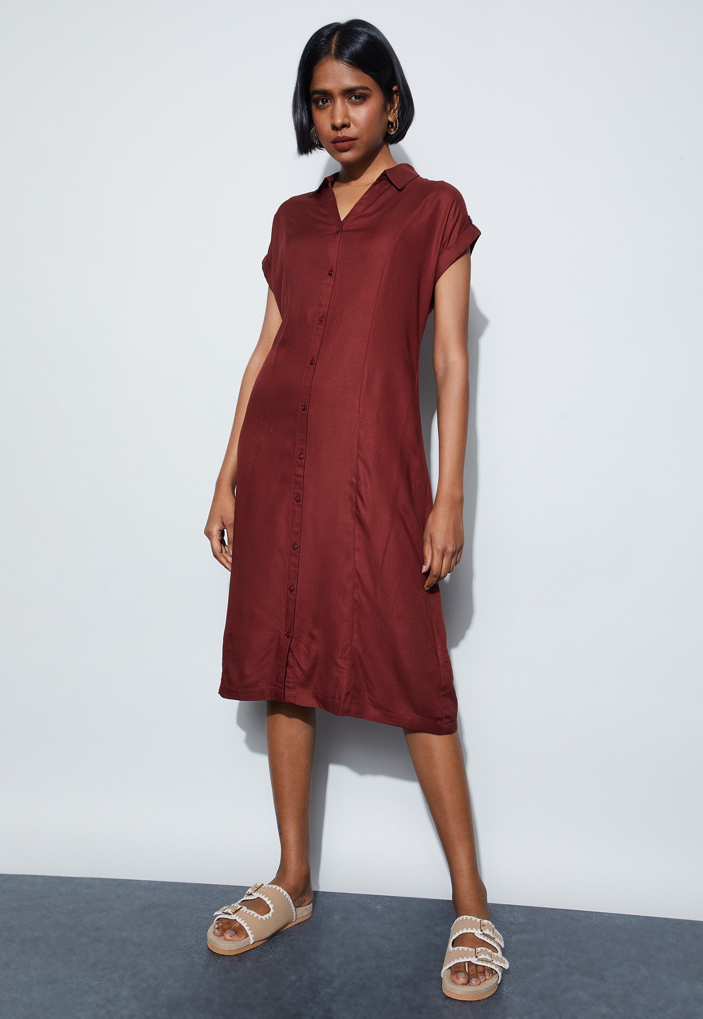 FAME FOREVER Solid Shirt Dress-picture-23