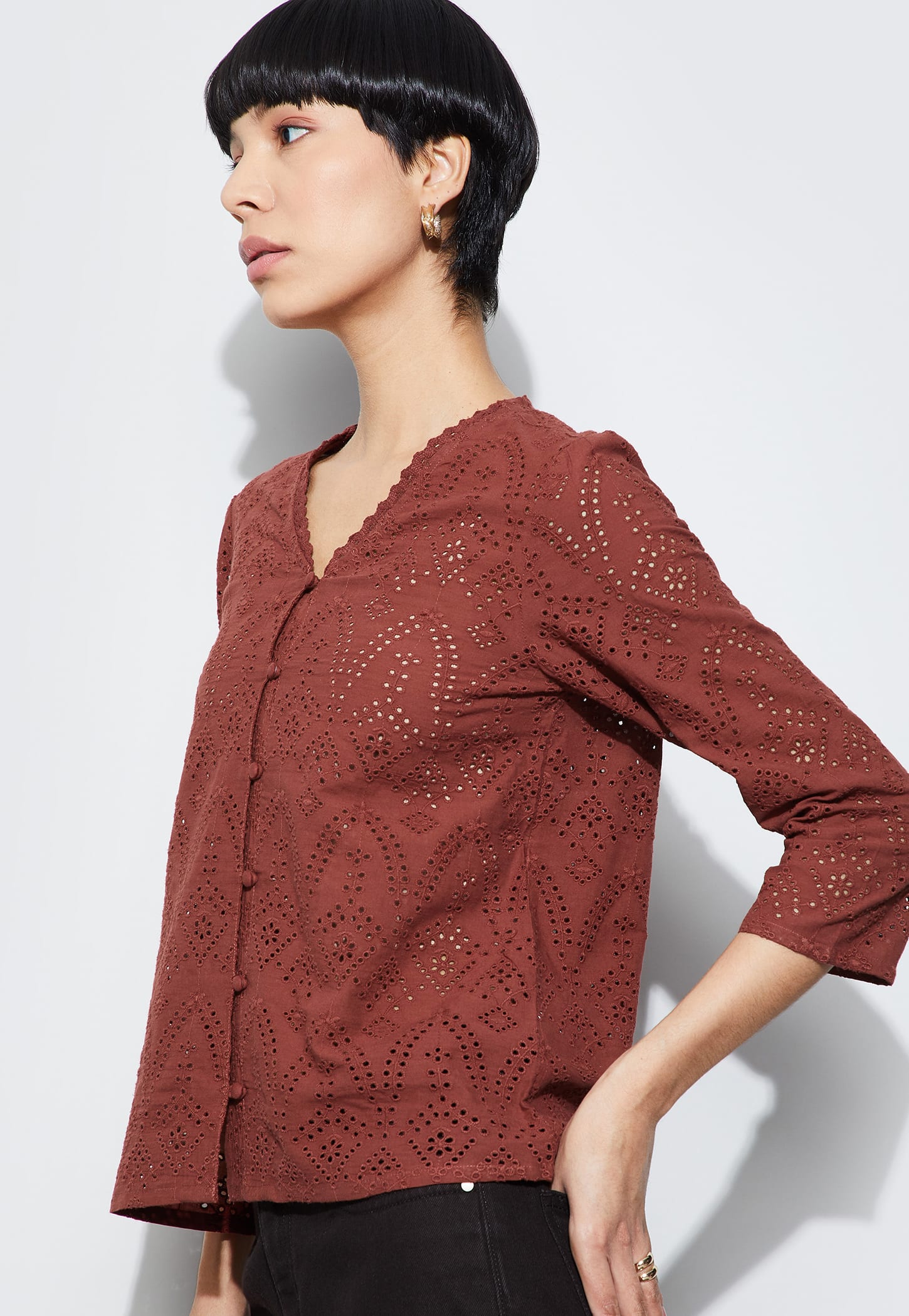 FAME FOREVER Schiffli Design Button Top-picture-31