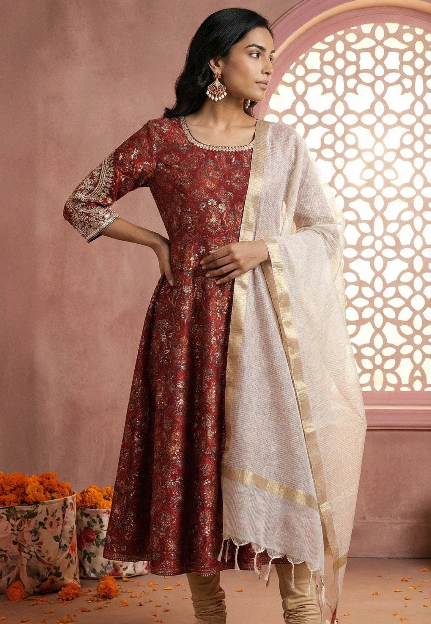 AURELIA Striped Dupatta with Border-image-6