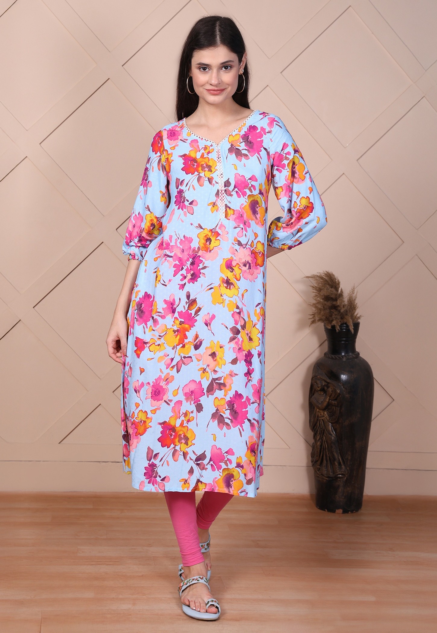 AURELIA Floral Print Straight Kurta-picture-26